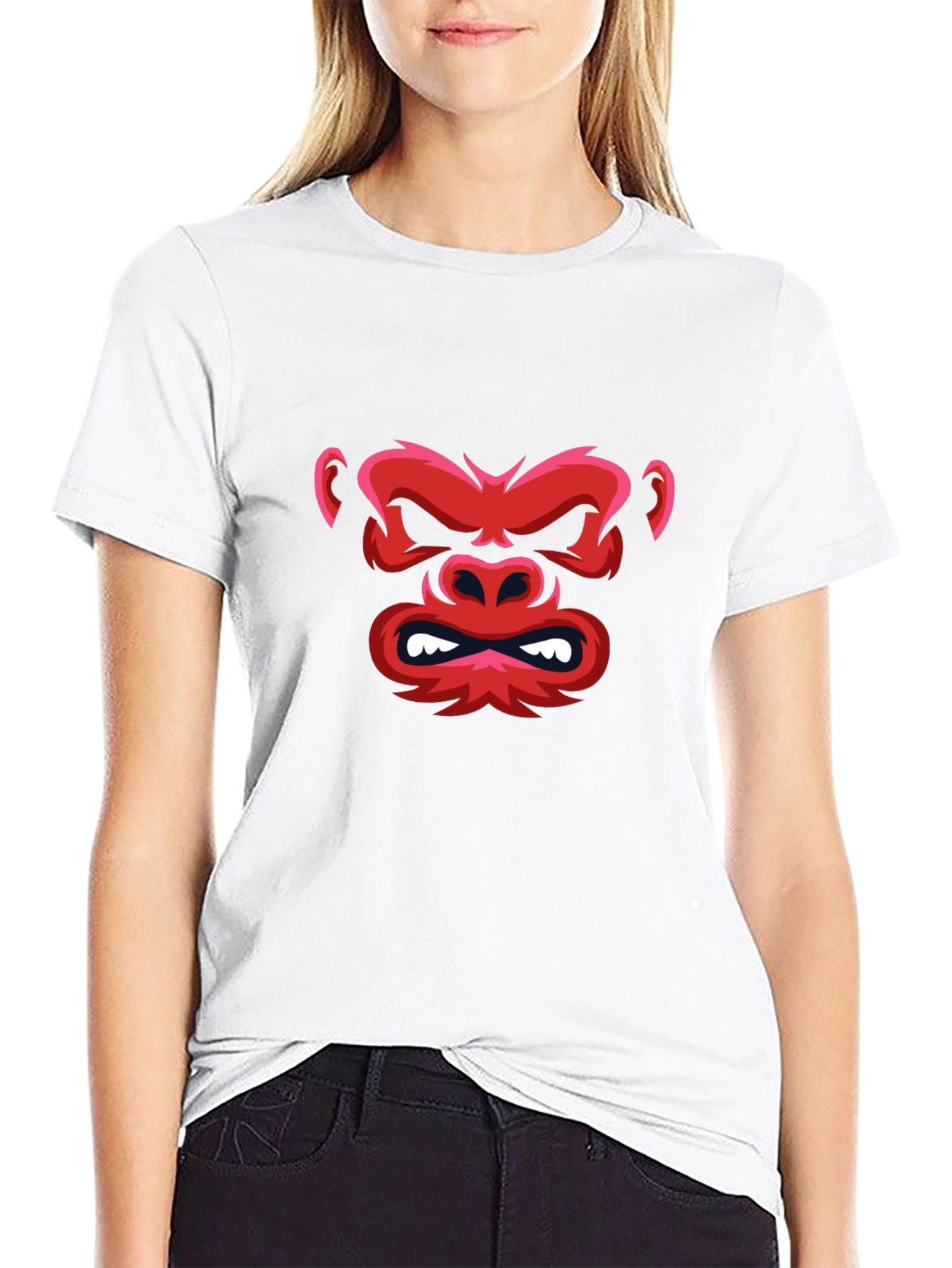 Red Gorilla Graphic Black T-Shirt