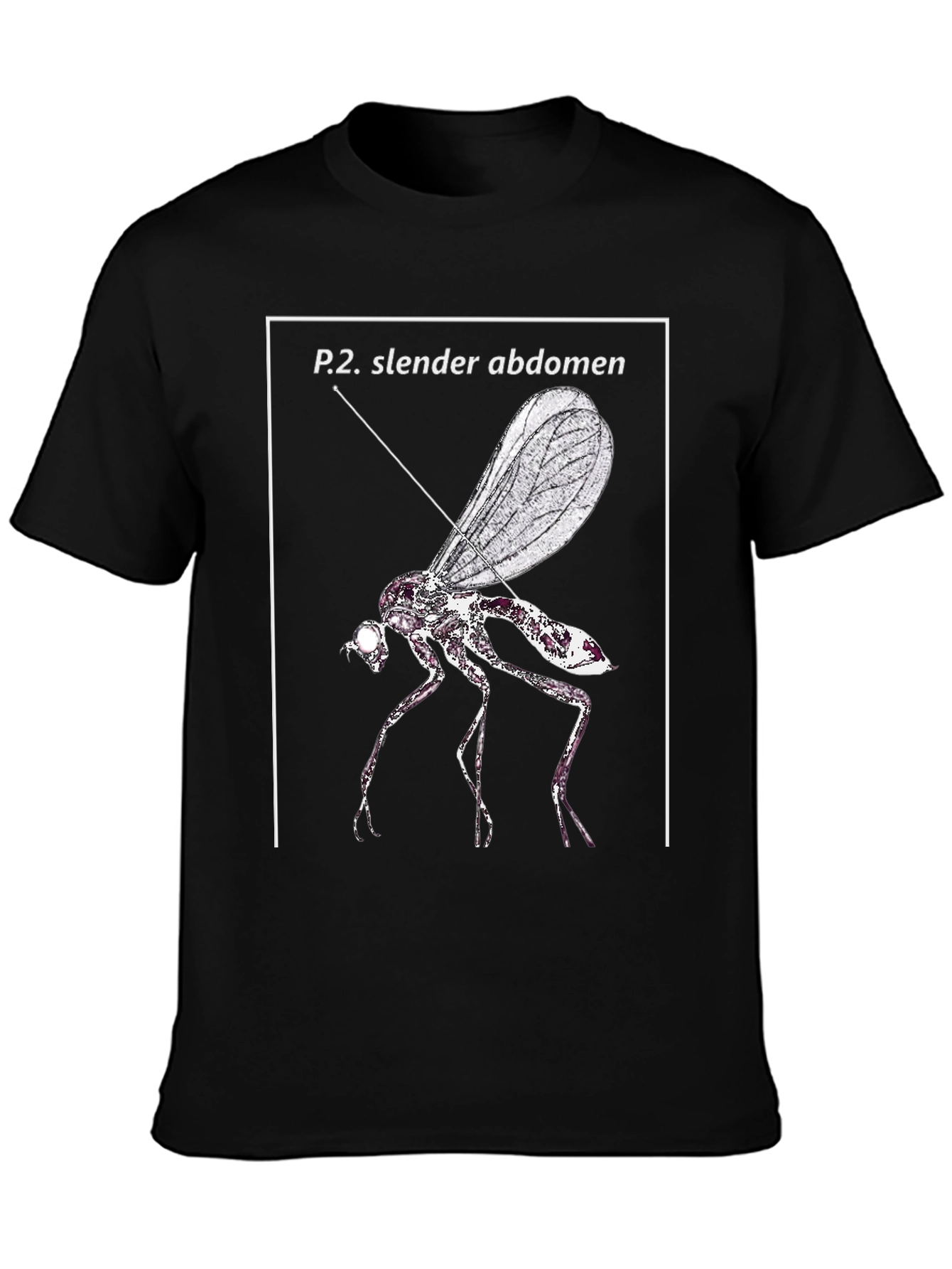 Slender Abdomen Fly Graphic Black T-Shirt