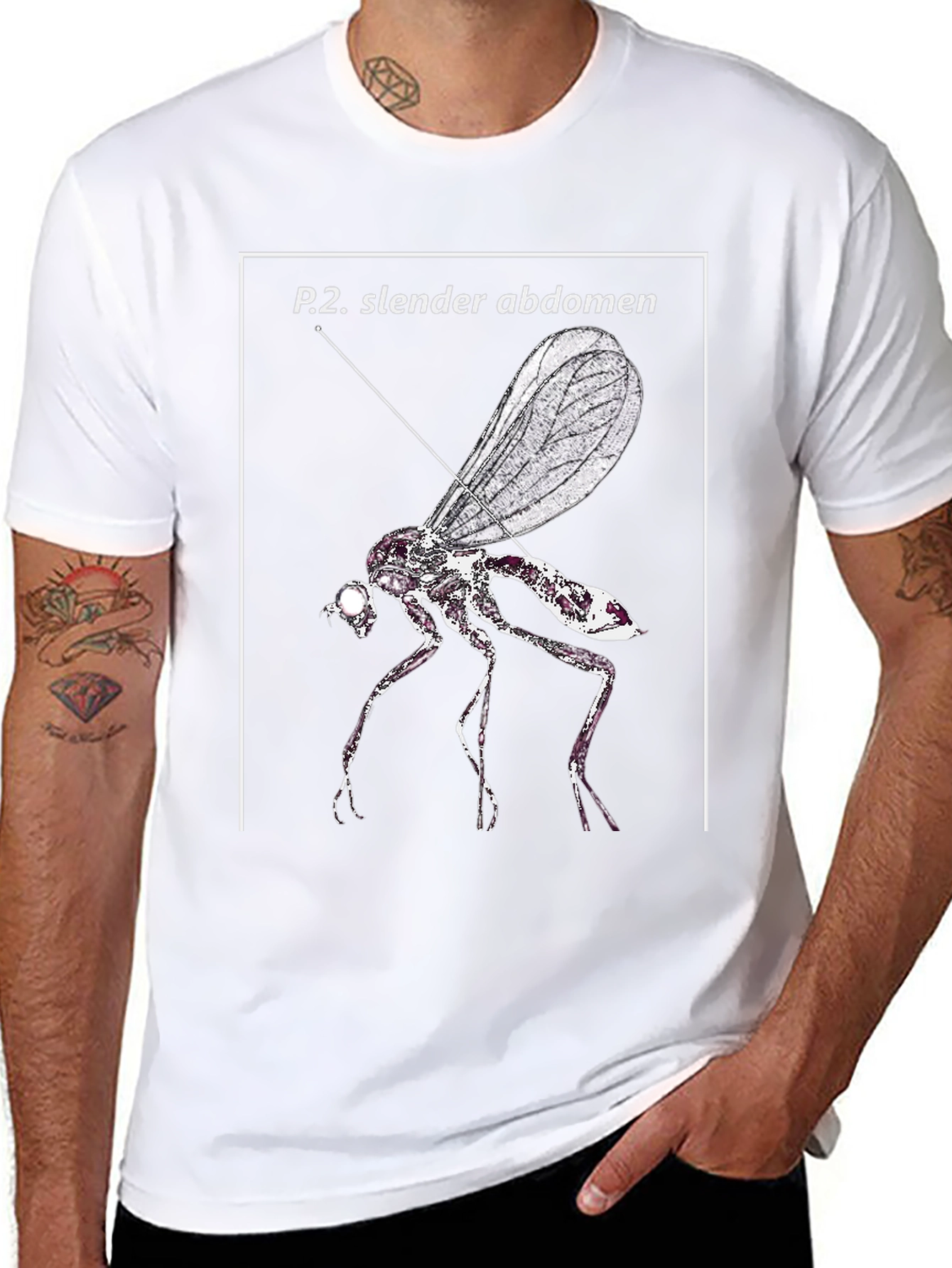 Slender Abdomen Fly Graphic Black T-Shirt