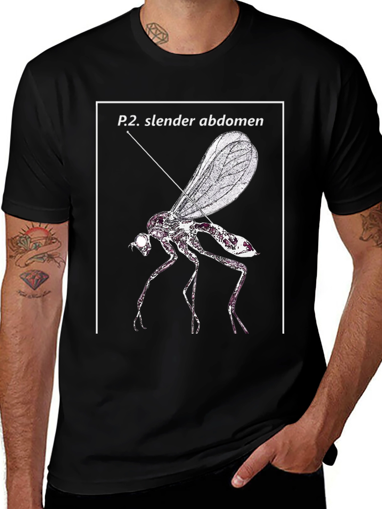 Slender Abdomen Fly Graphic Black T-Shirt