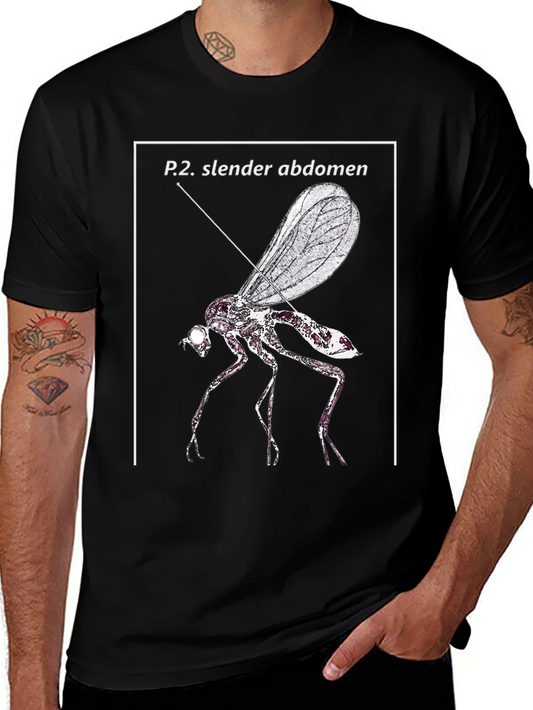 Slender Abdomen Fly Graphic Black T-Shirt