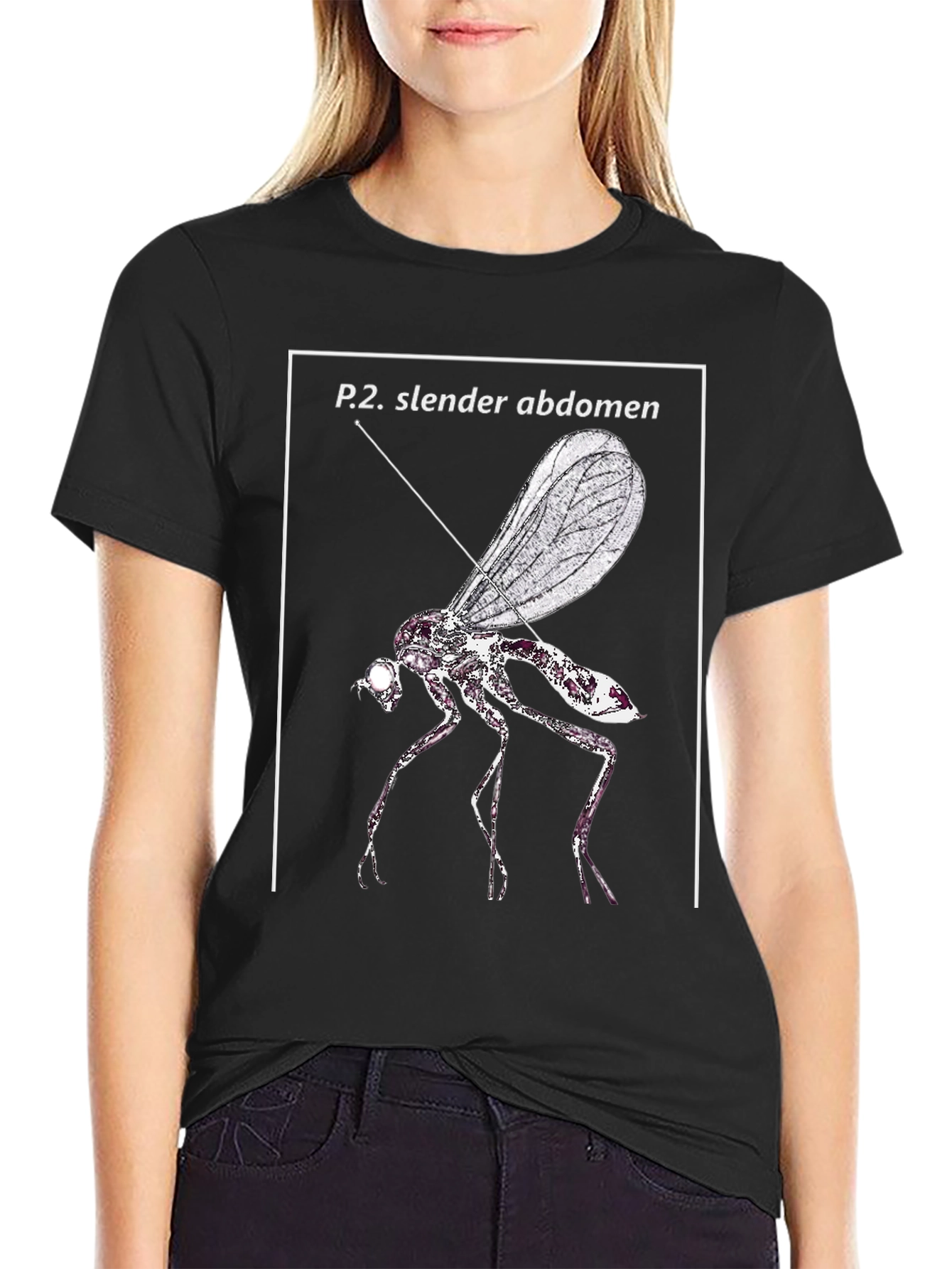 Slender Abdomen Fly Graphic Black T-Shirt