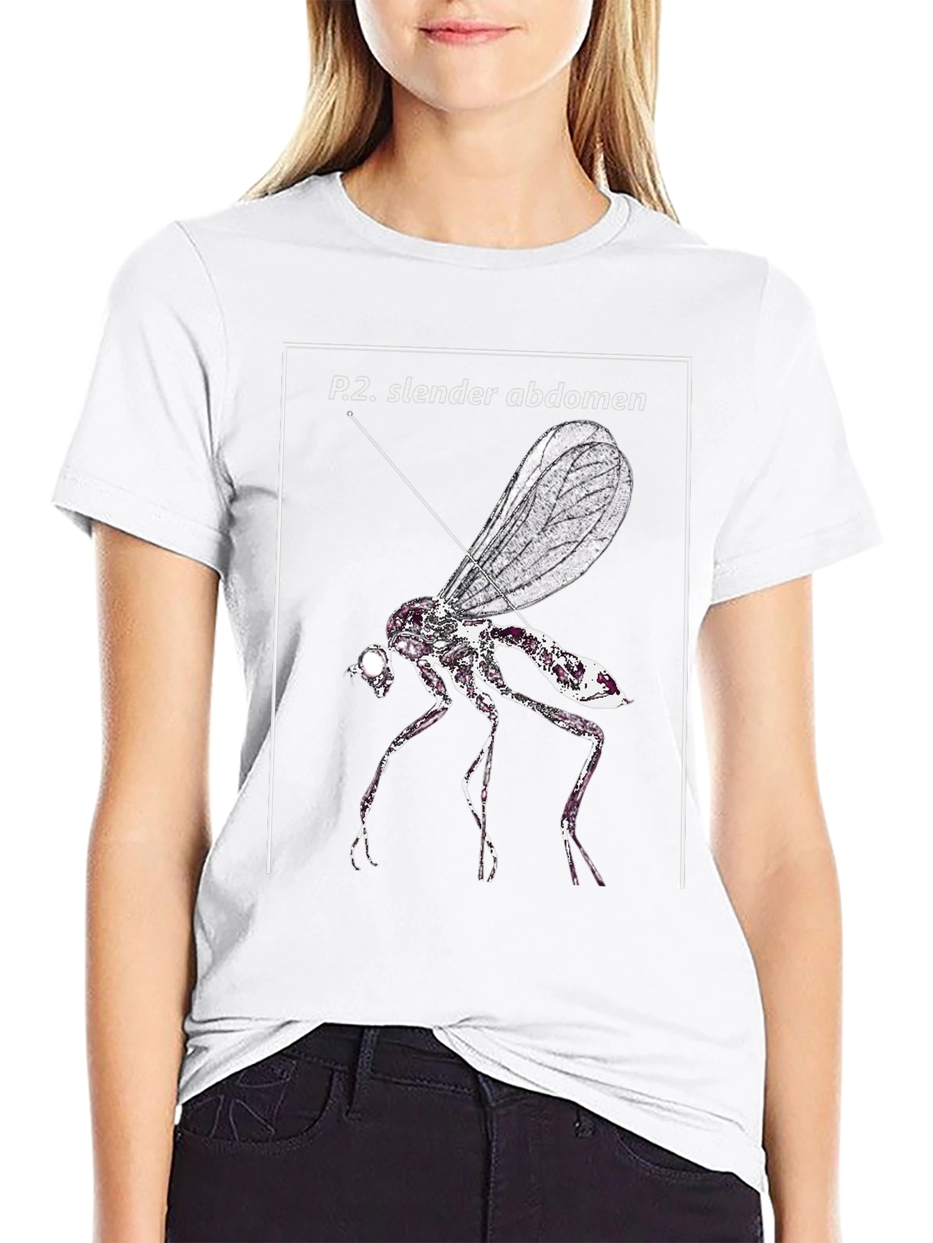 Slender Abdomen Fly Graphic Black T-Shirt