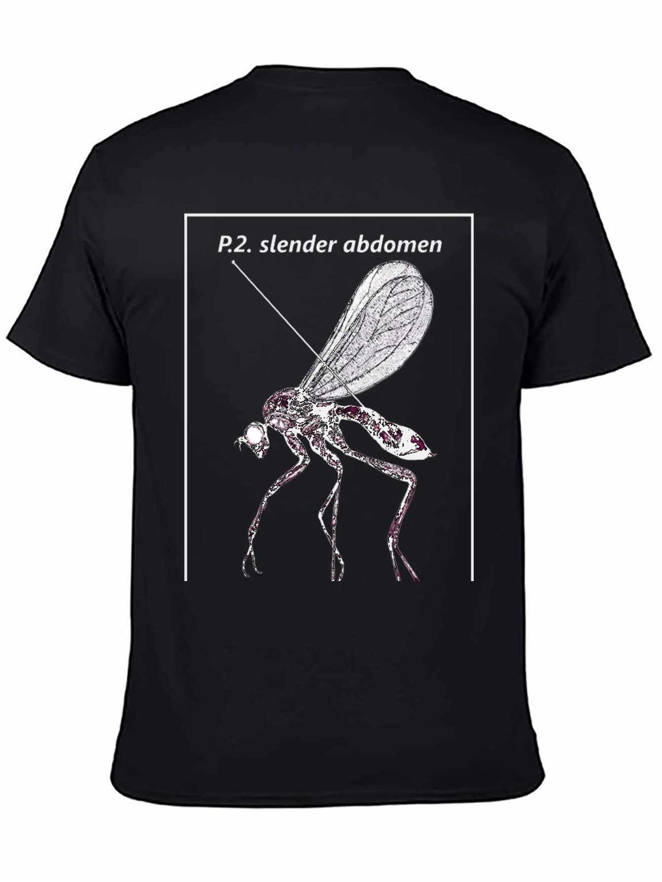 Slender Abdomen Fly Graphic Black T-Shirt