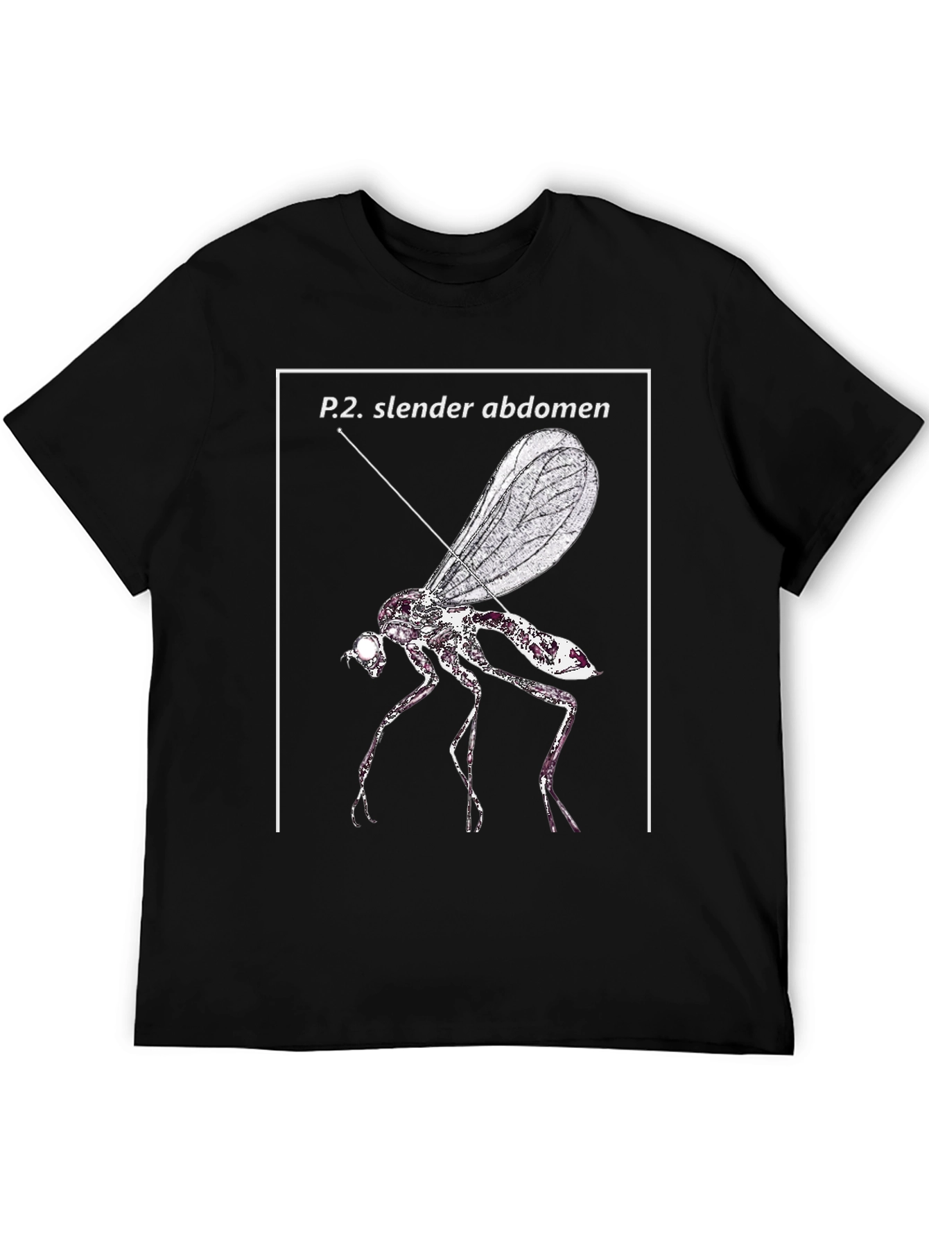 Slender Abdomen Fly Graphic Black T-Shirt