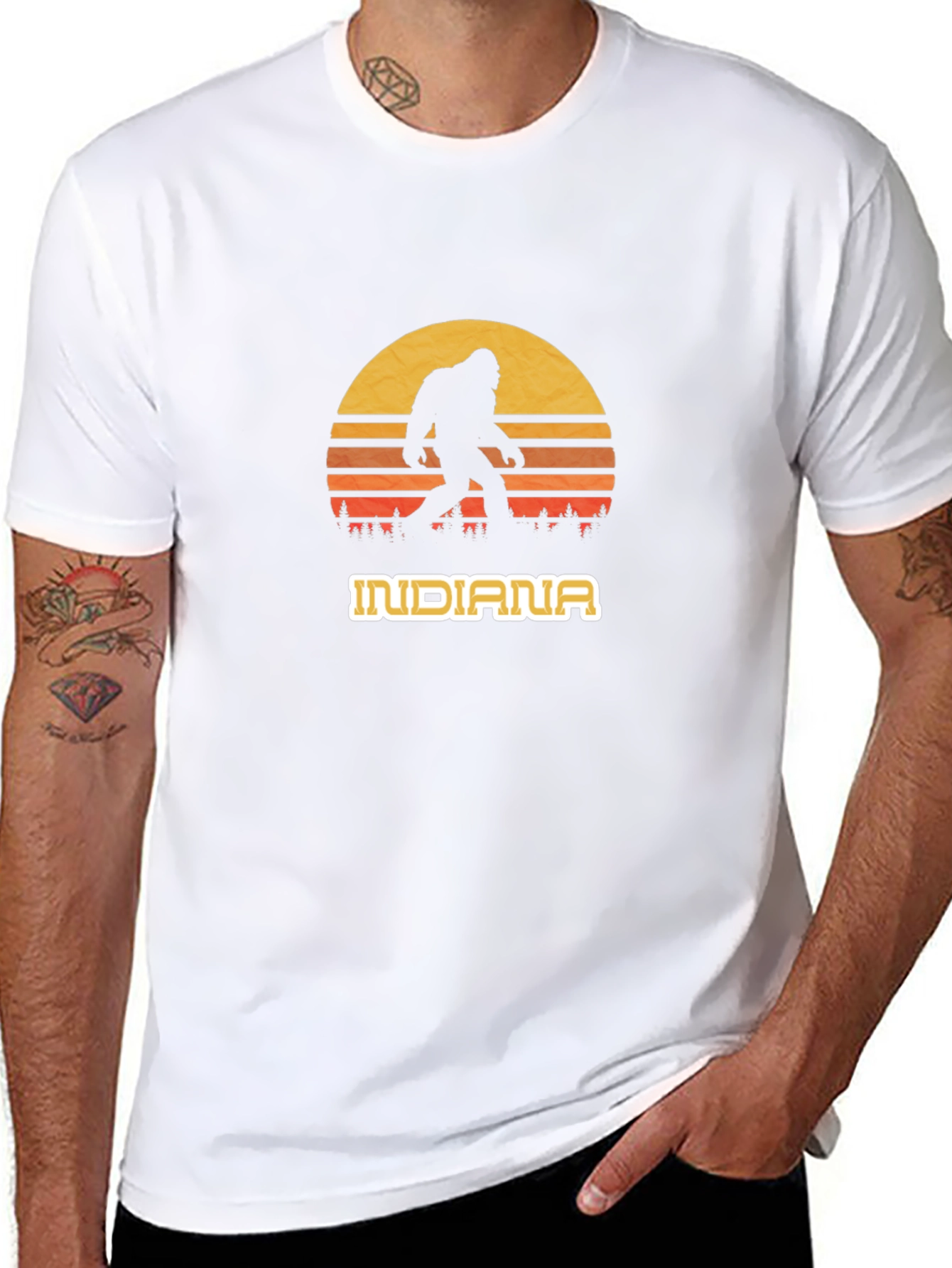 Indiana Bigfoot Sunset Graphic Tee