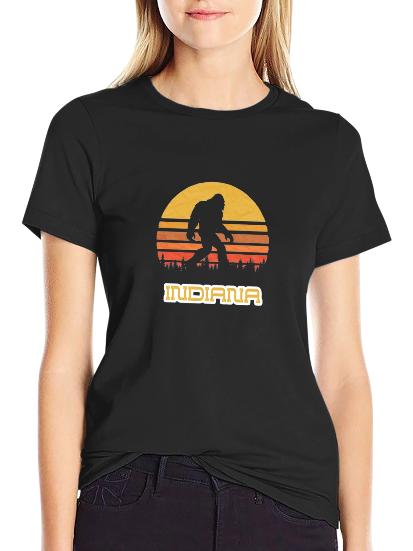 Indiana Bigfoot Sunset Graphic Tee