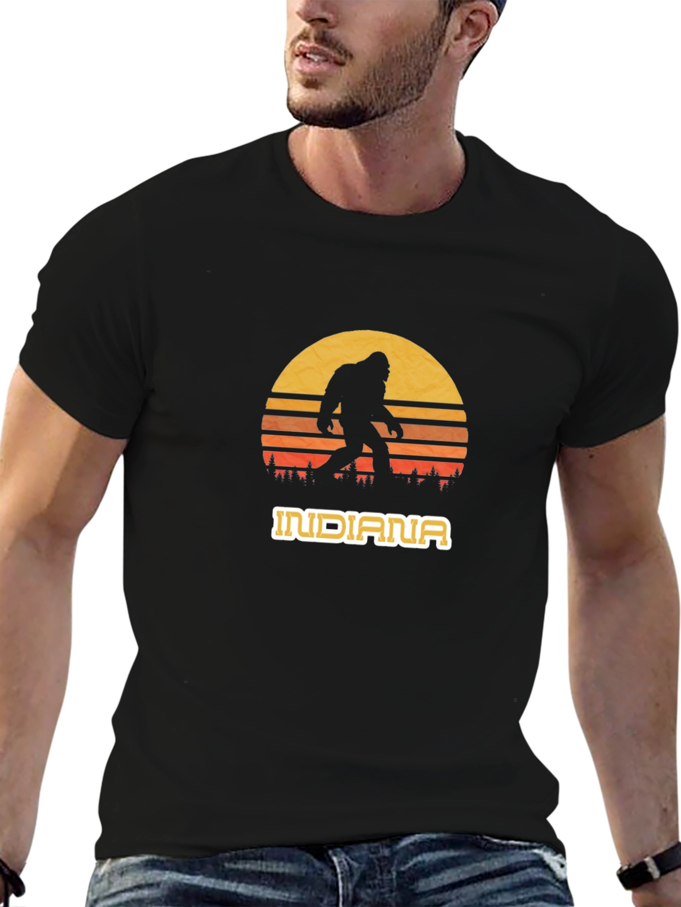 Indiana Bigfoot Sunset Graphic Tee