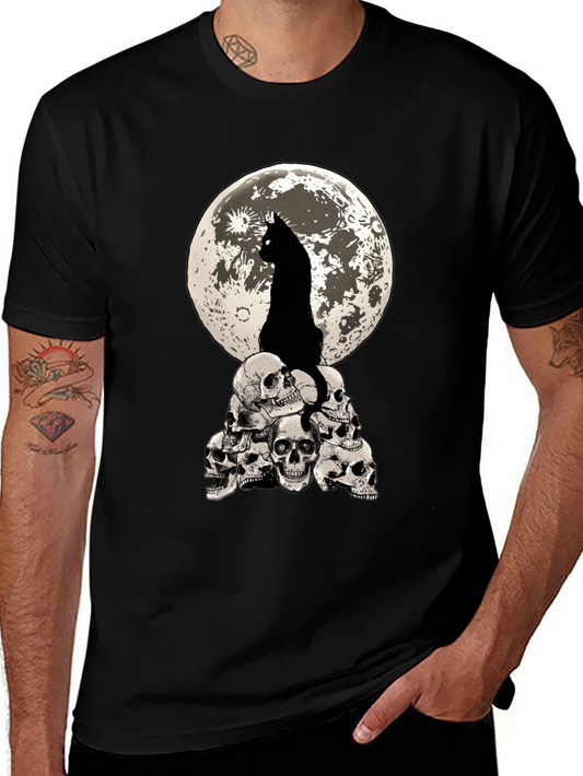 Cat Moon Skulls Graphic Tee