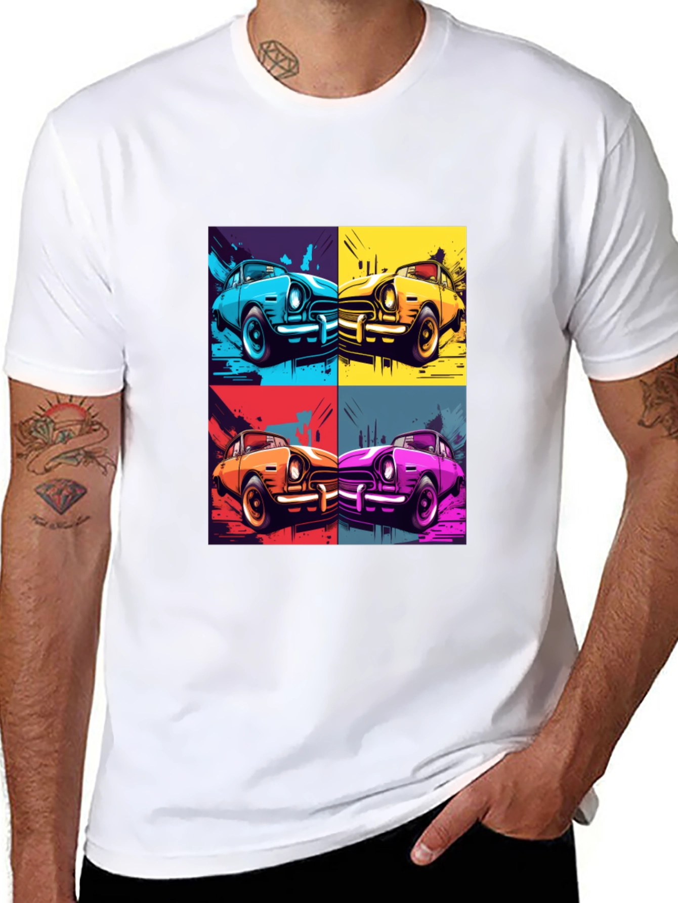 Retro Car Pop Art T-Shirt - Classic Automotive Style