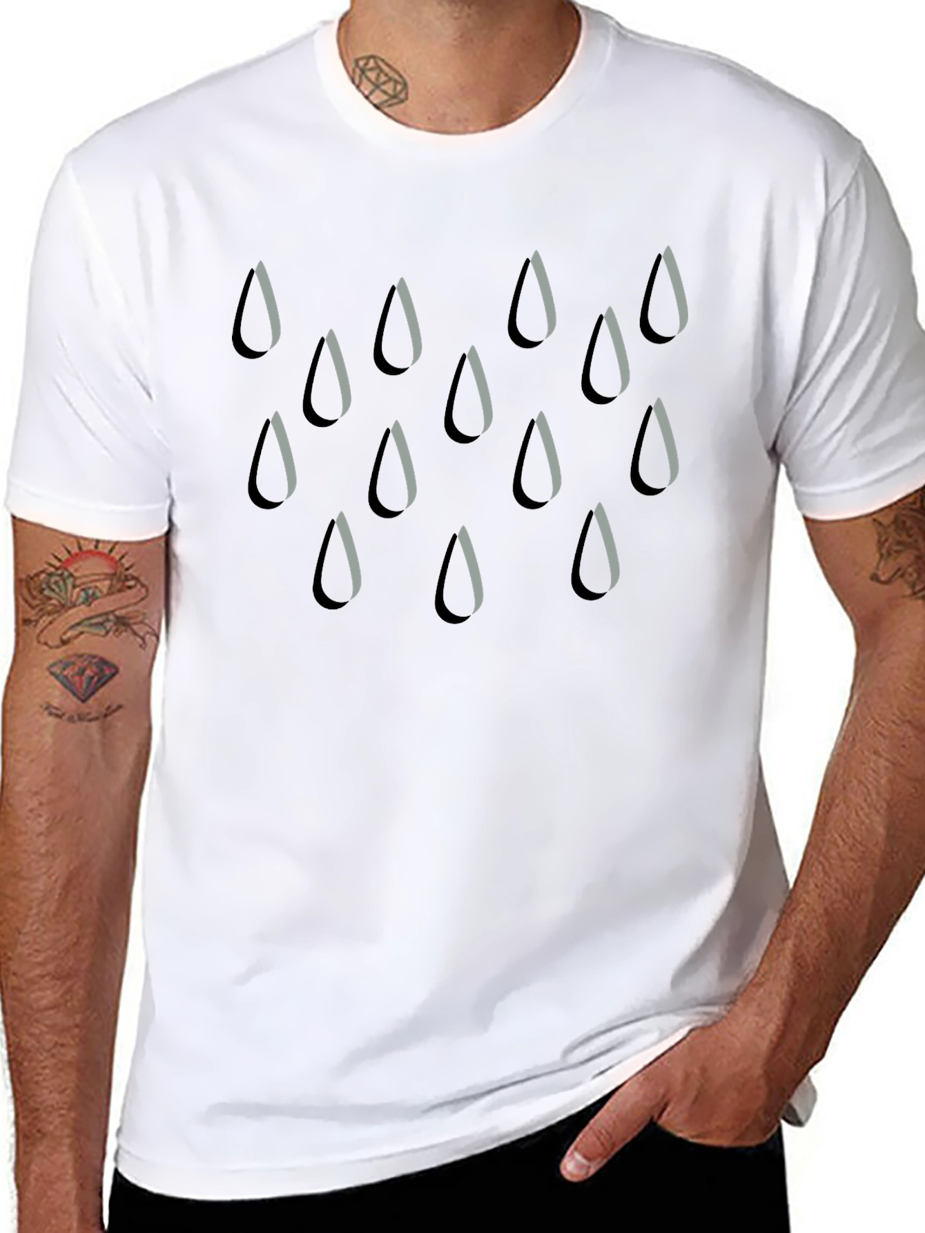 Rain Drop Graphic Tee - Stylish Mens Black T-Shirt