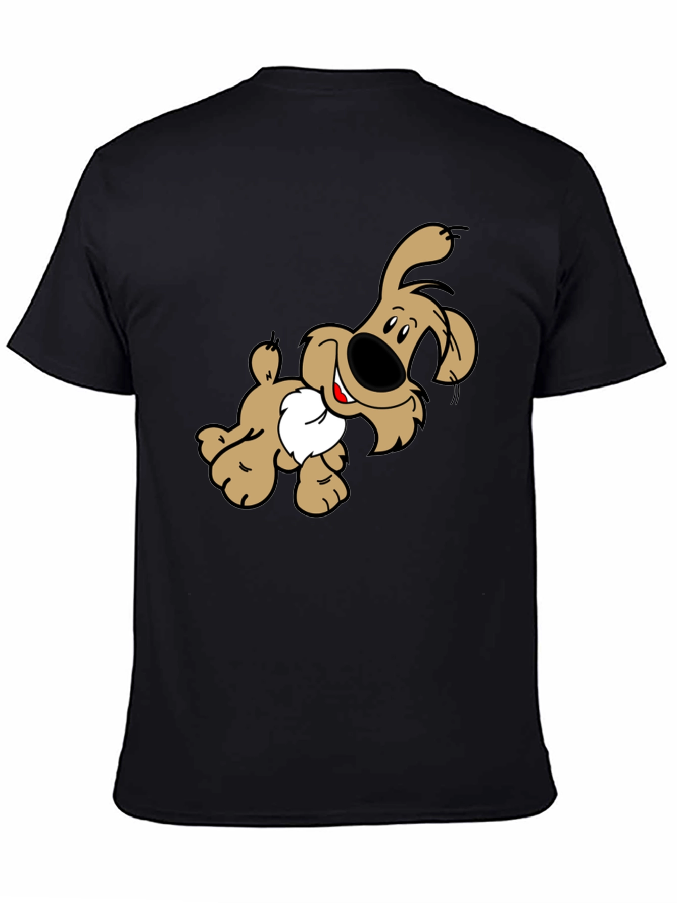 Cartoon Dog Graphic Print Black T-Shirt