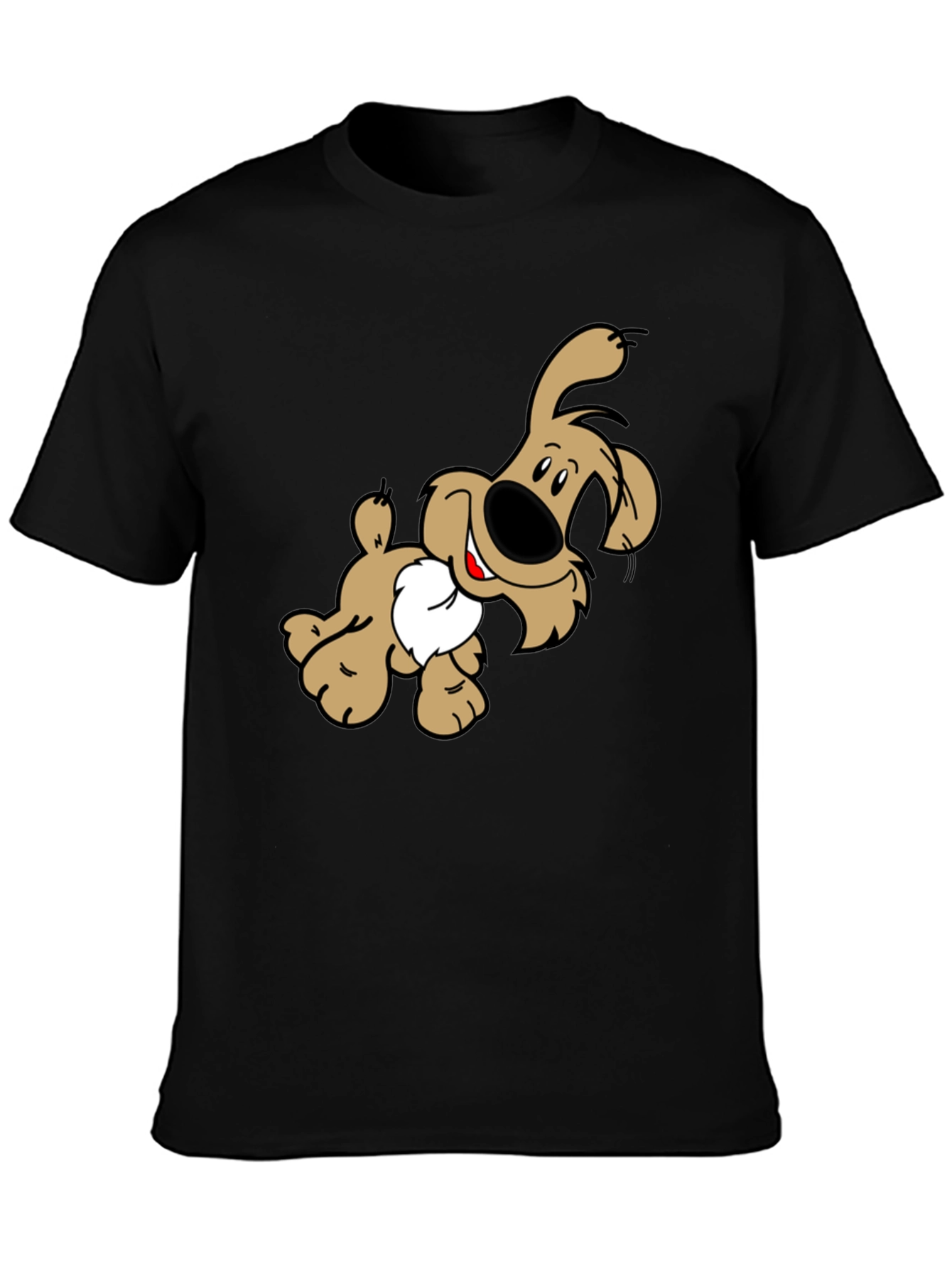 Cartoon Dog Graphic Print Black T-Shirt