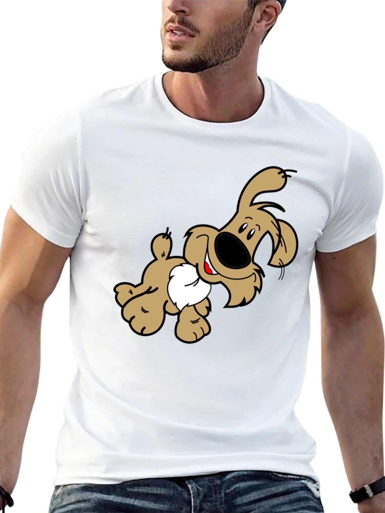 Cartoon Dog Graphic Print Black T-Shirt