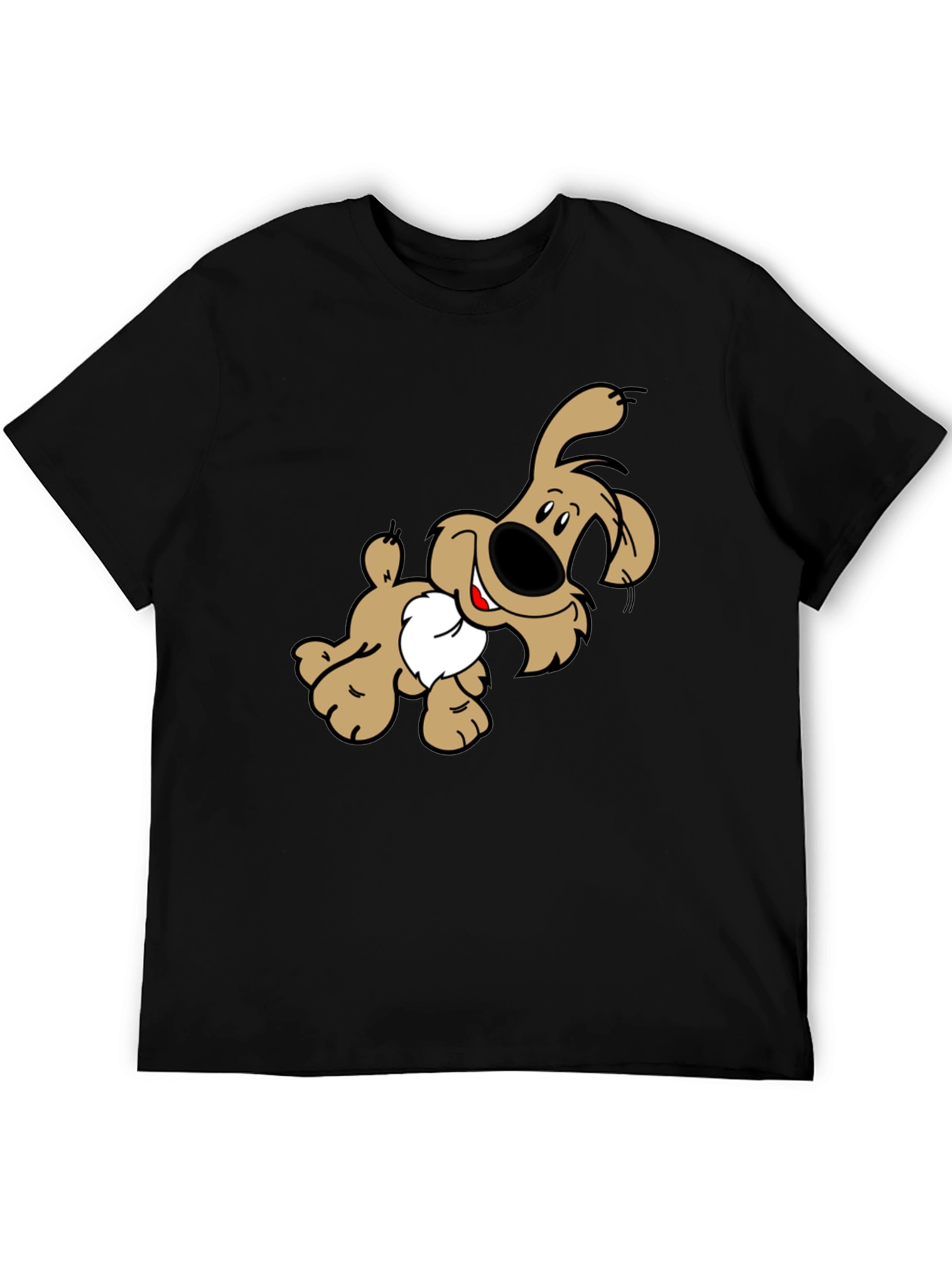 Cartoon Dog Graphic Print Black T-Shirt