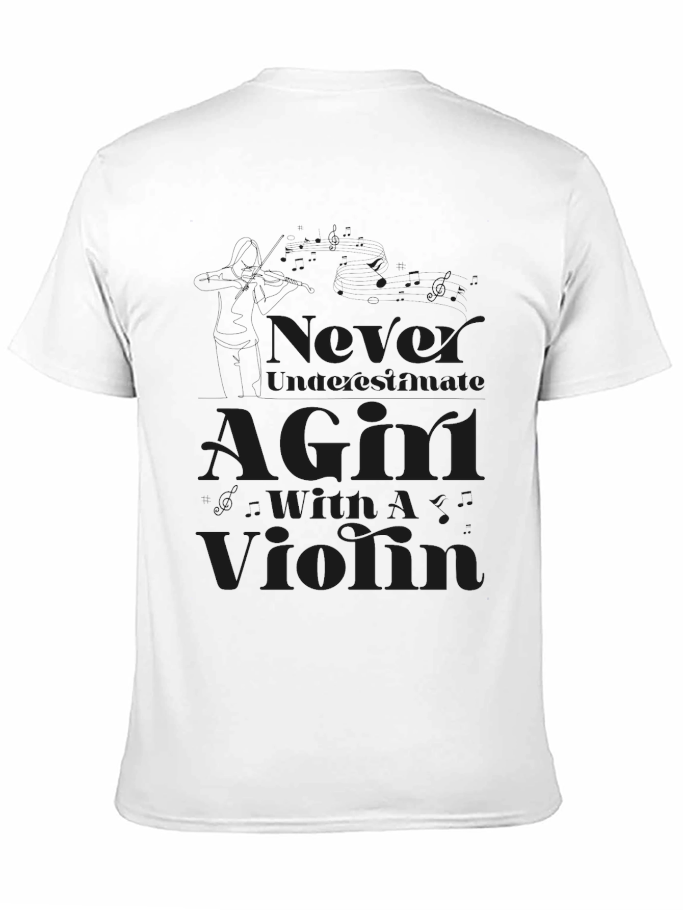 Never Underestimate a Girl with a Violin Black T-Shirt