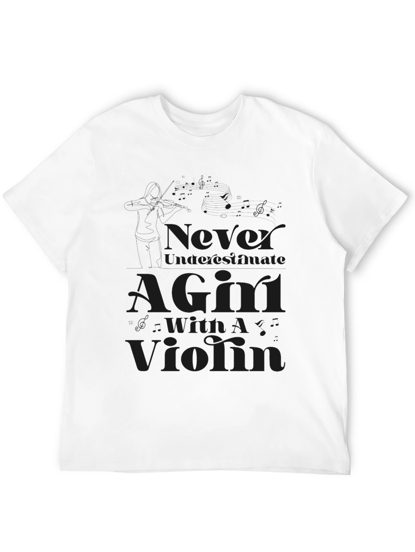 Never Underestimate a Girl with a Violin Black T-Shirt