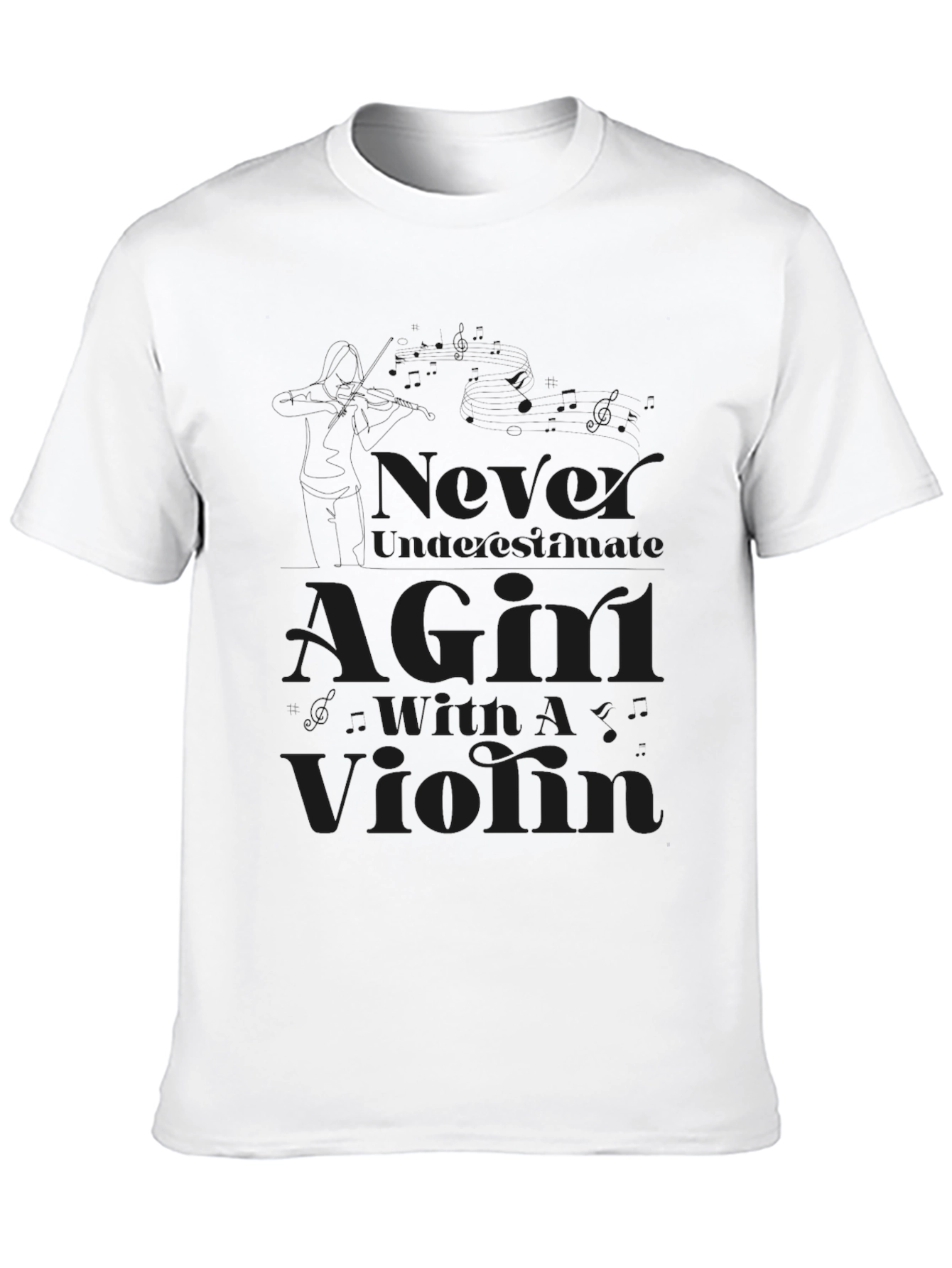Never Underestimate a Girl with a Violin Black T-Shirt
