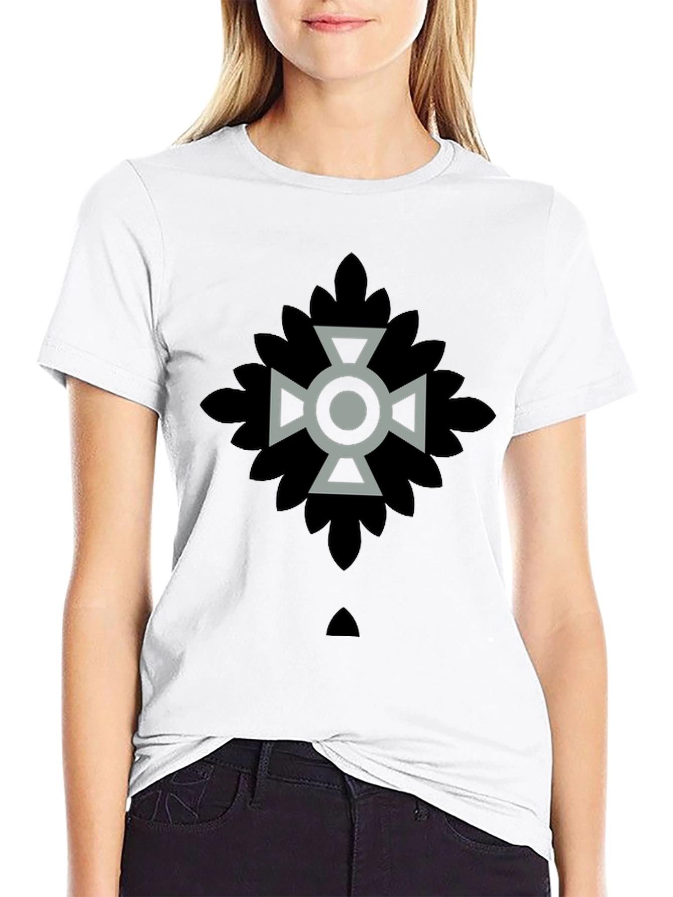 Geometric Graphic Print Black Casual T-Shirt