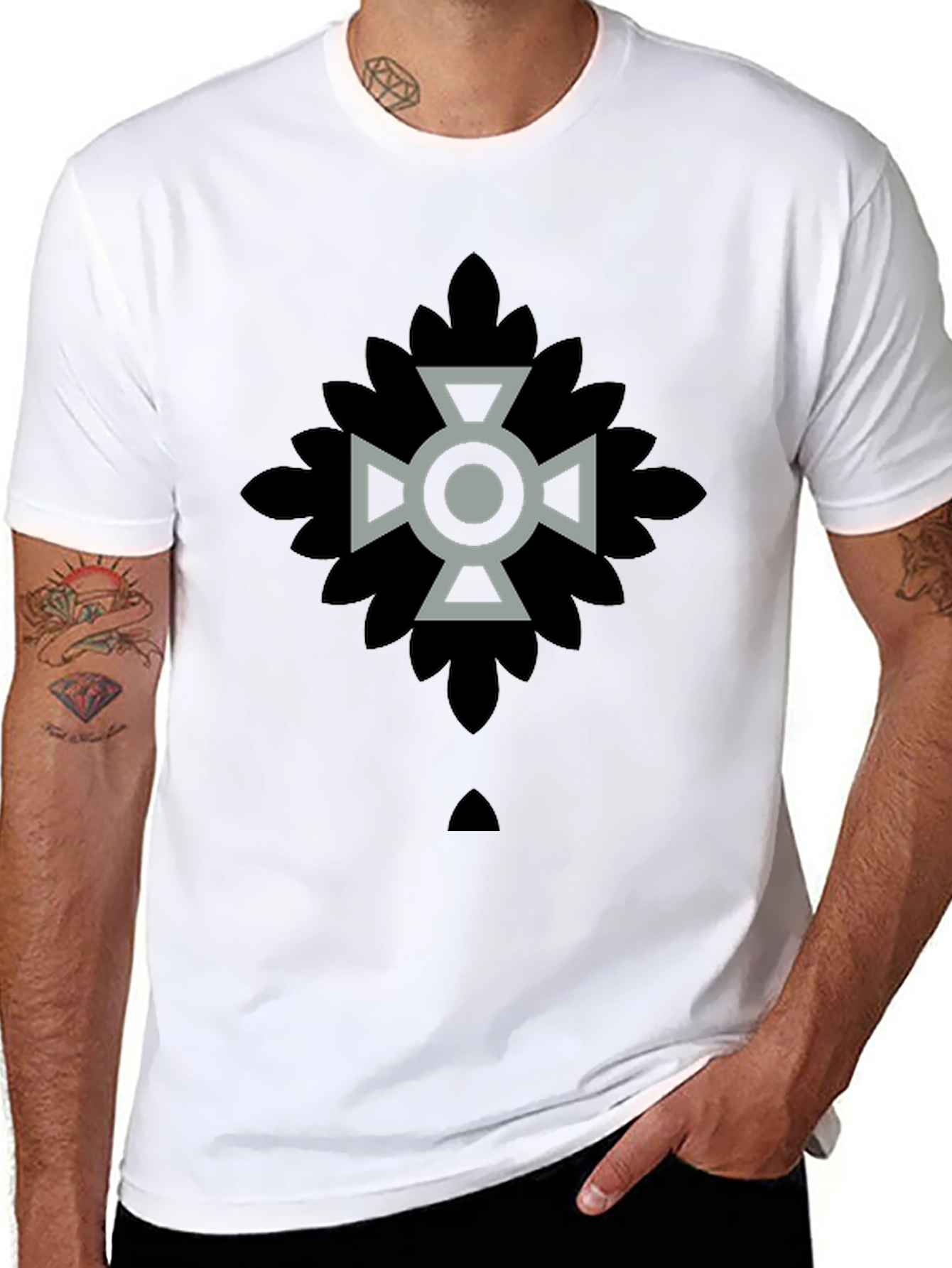Geometric Graphic Print Black Casual T-Shirt