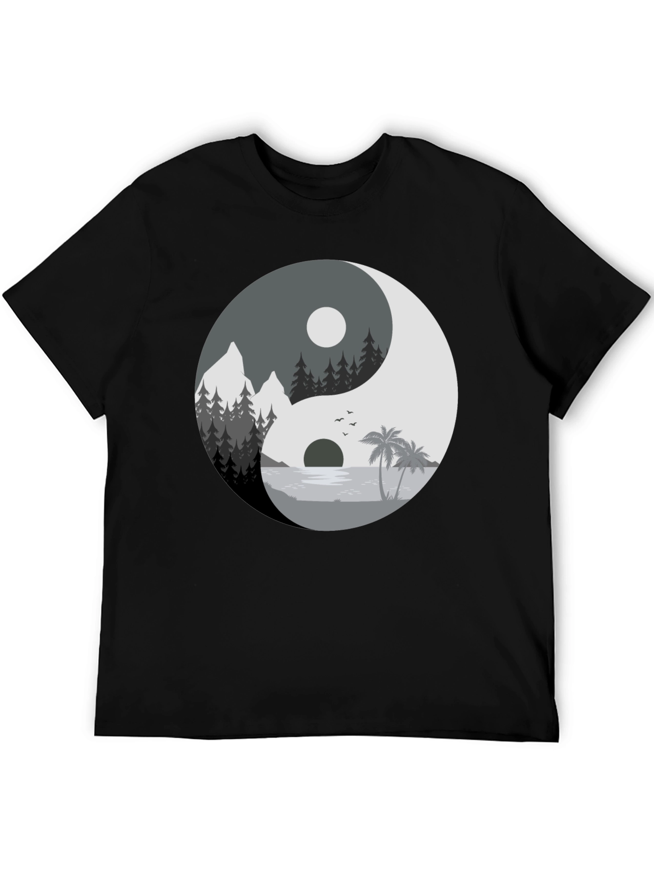 Yin Yang Nature Graphic Tee - Black