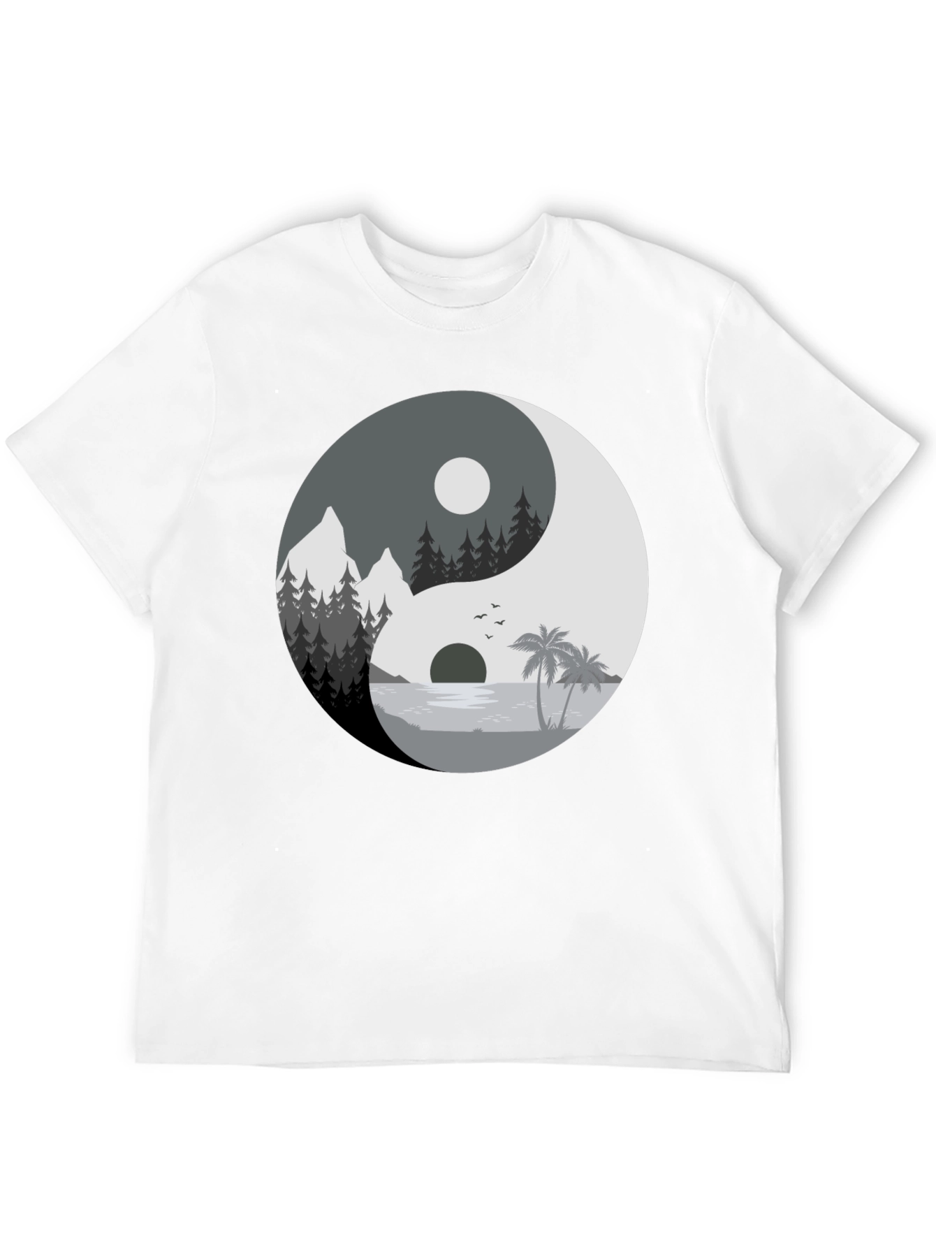 Yin Yang Nature Graphic Tee - Black