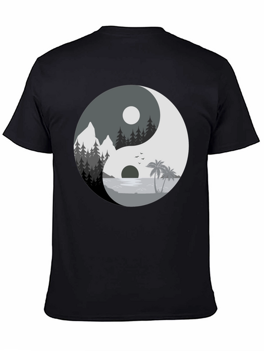 Yin Yang Nature Graphic Tee - Black