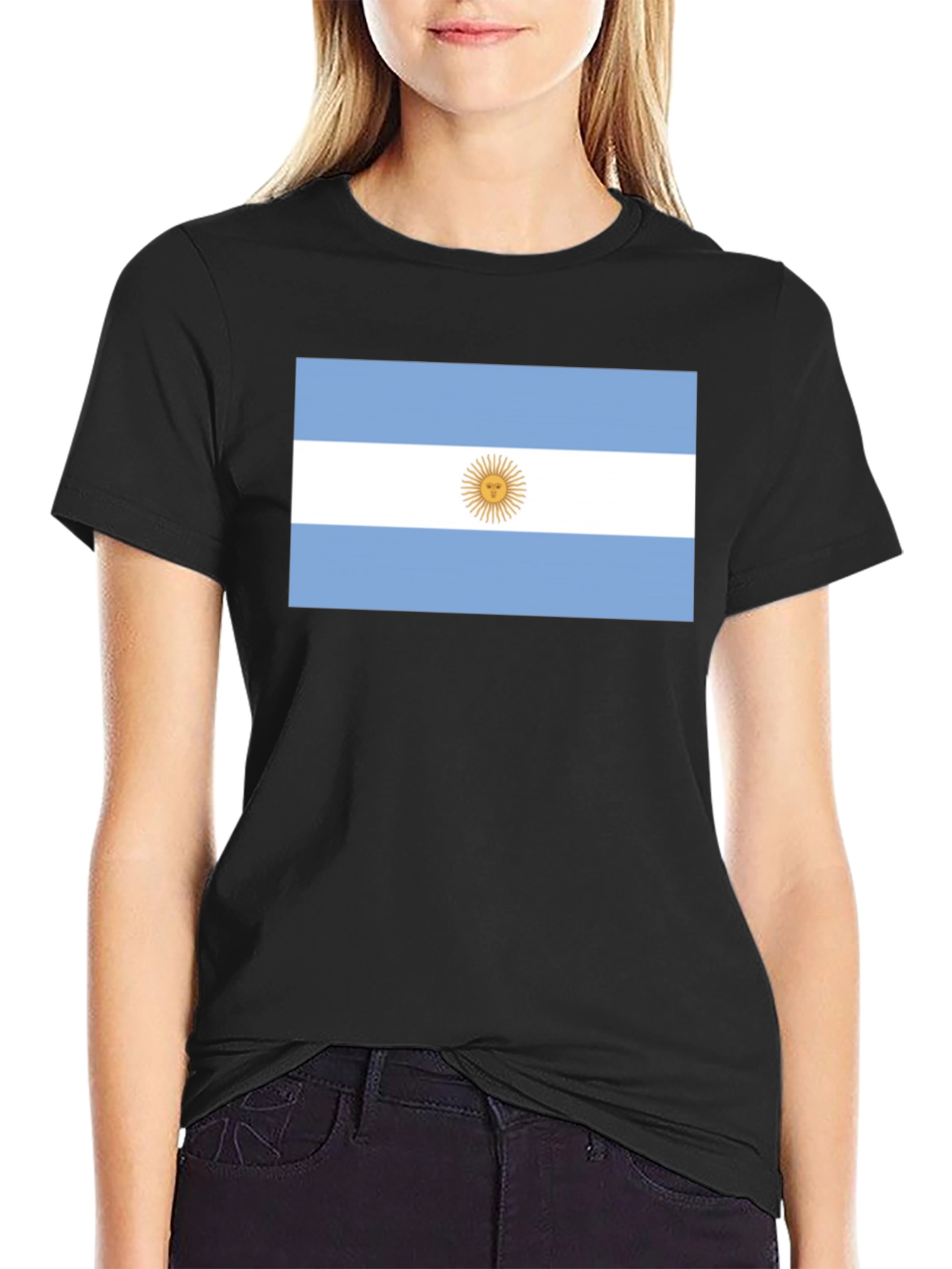 Argentina Flag T-Shirt - Black Cotton Tee