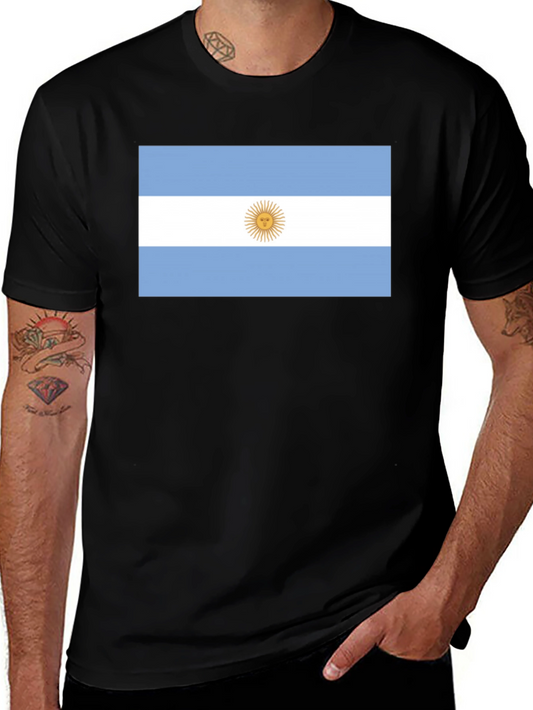 Argentina Flag T-Shirt - Black Cotton Tee
