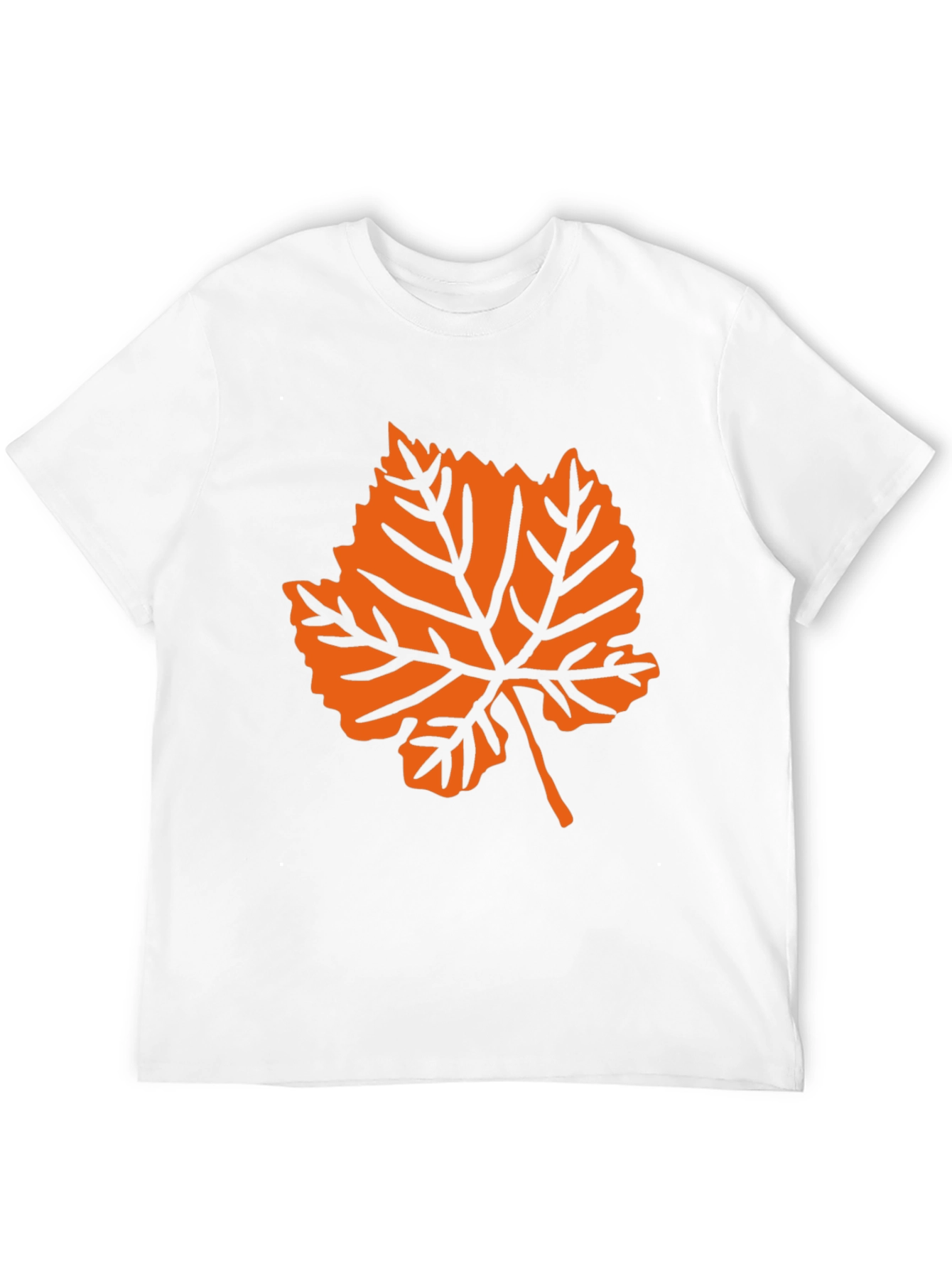 Black T-Shirt with Orange Leaf Graphic