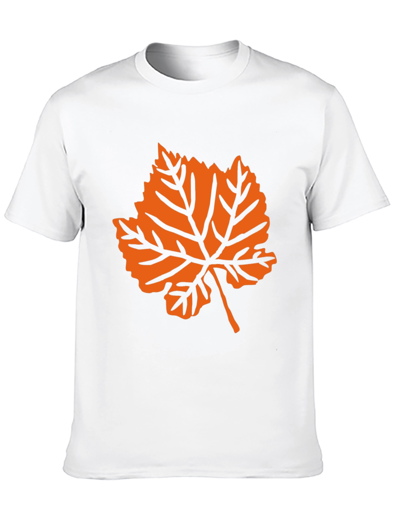 Black T-Shirt with Orange Leaf Graphic