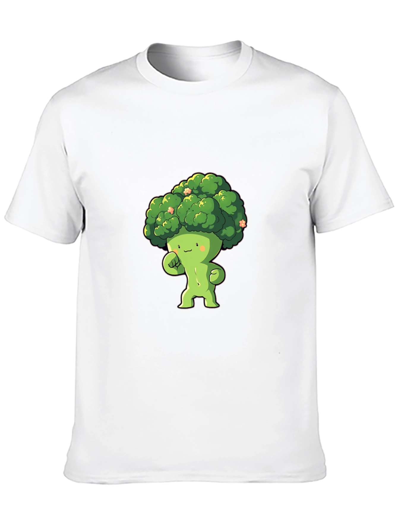 Broccoli Cartoon Character Black T-Shirt
