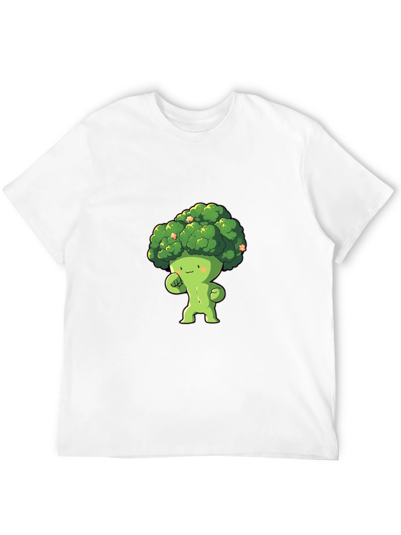 Broccoli Cartoon Character Black T-Shirt