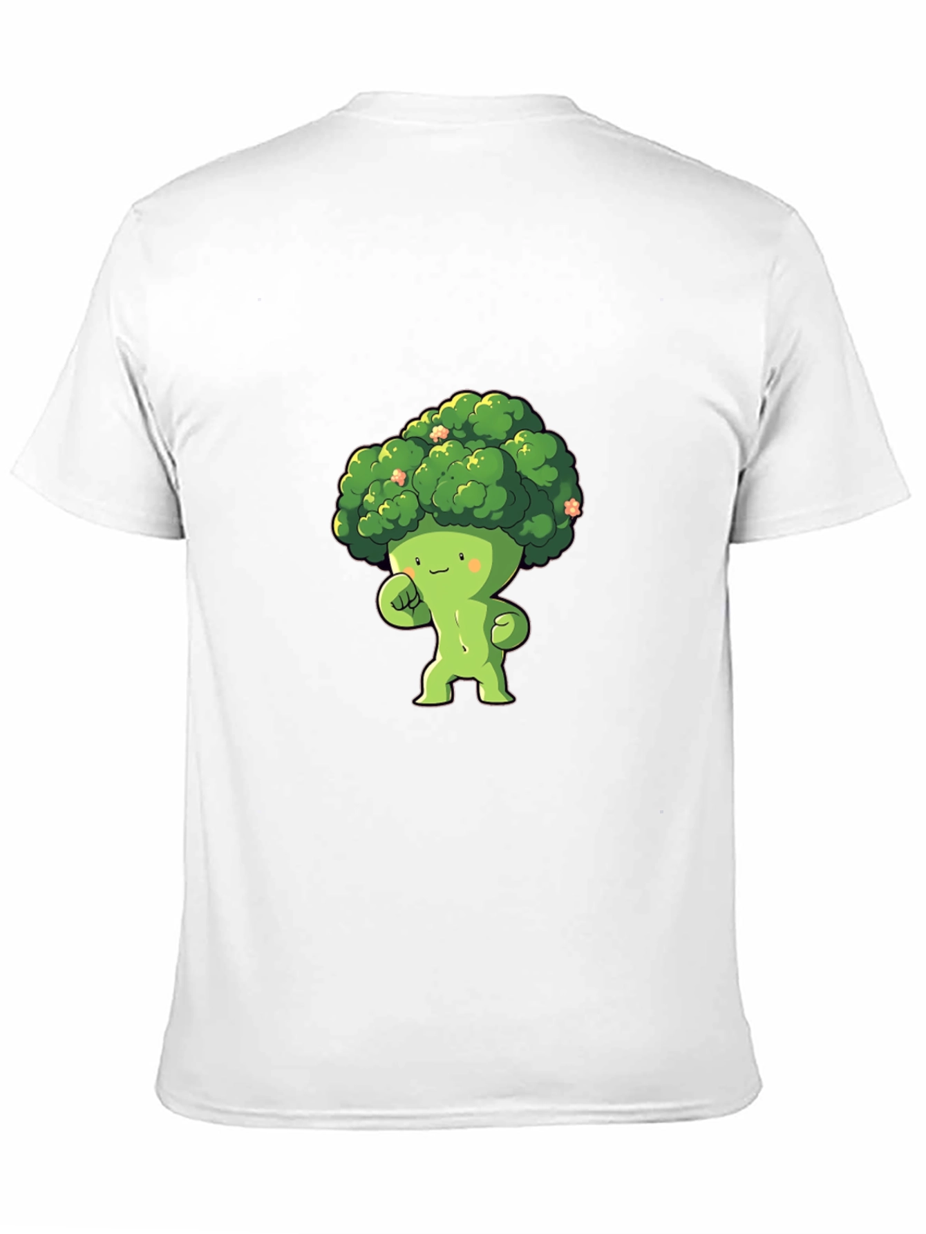 Broccoli Cartoon Character Black T-Shirt