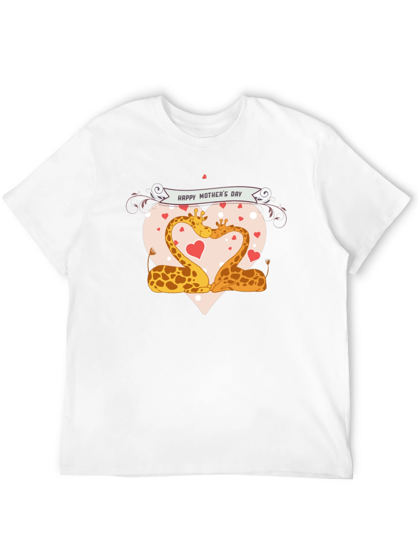 Giraffe Love Mothers Day Black T-Shirt