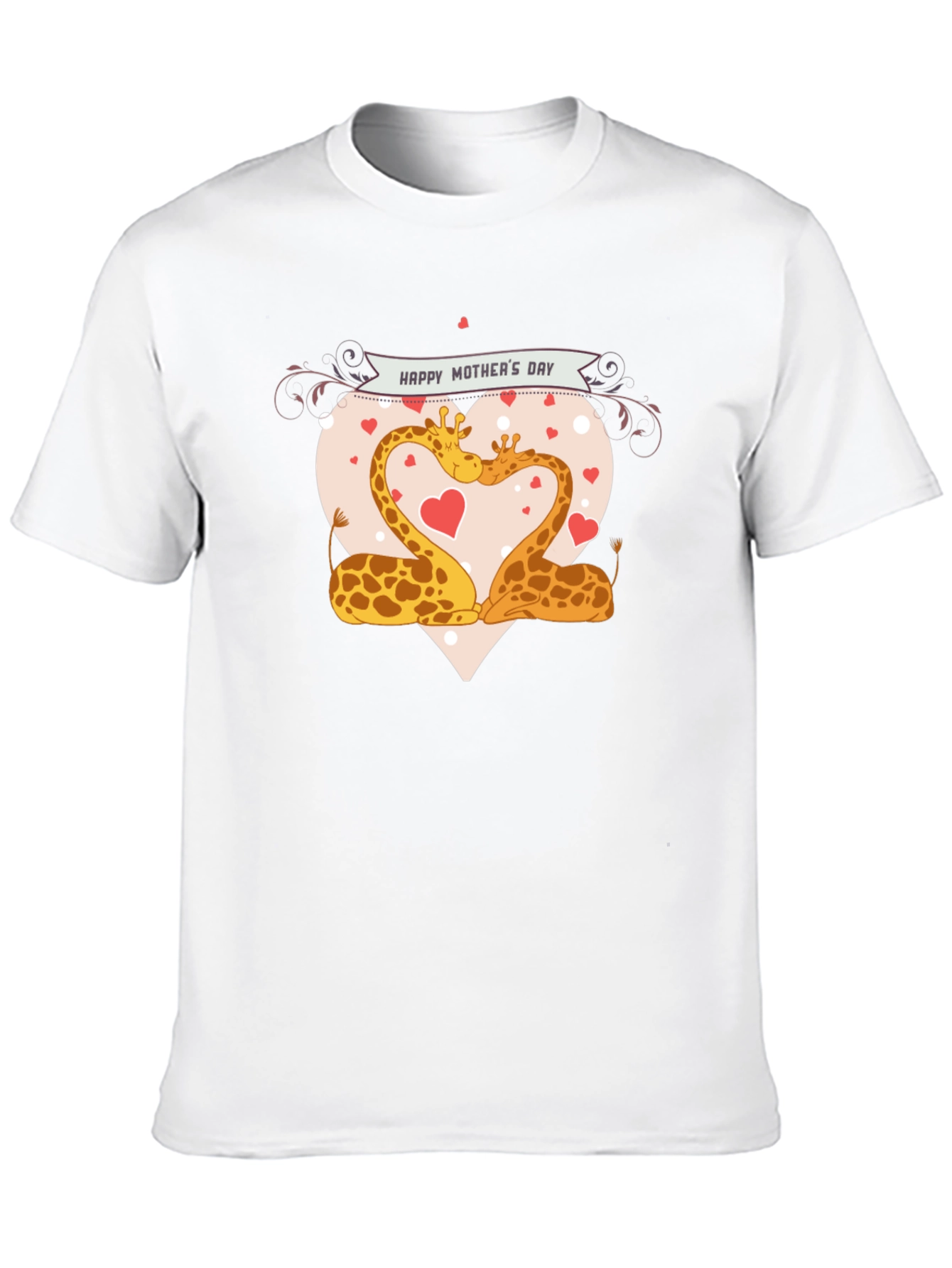 Giraffe Love Mothers Day Black T-Shirt