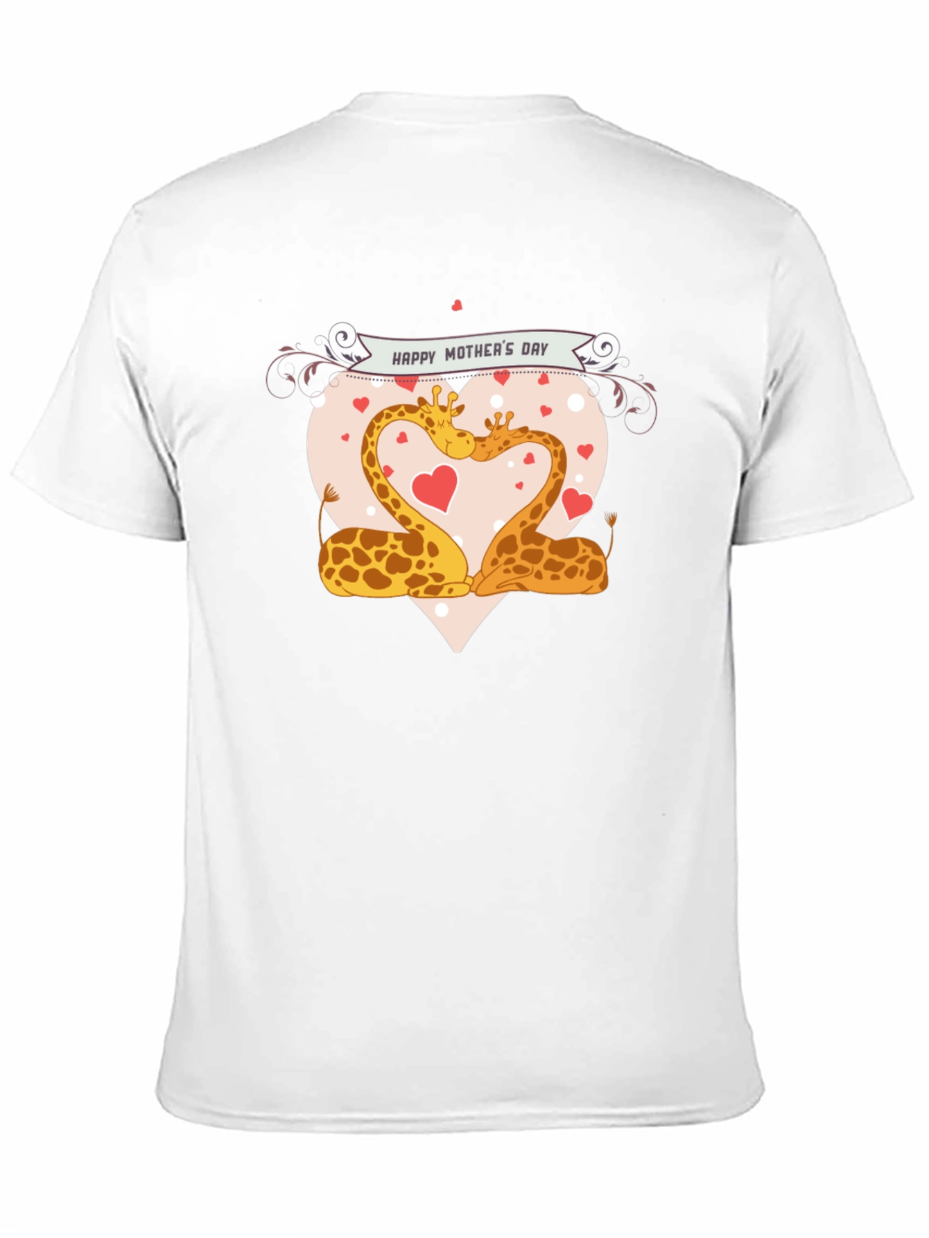 Giraffe Love Mothers Day Black T-Shirt