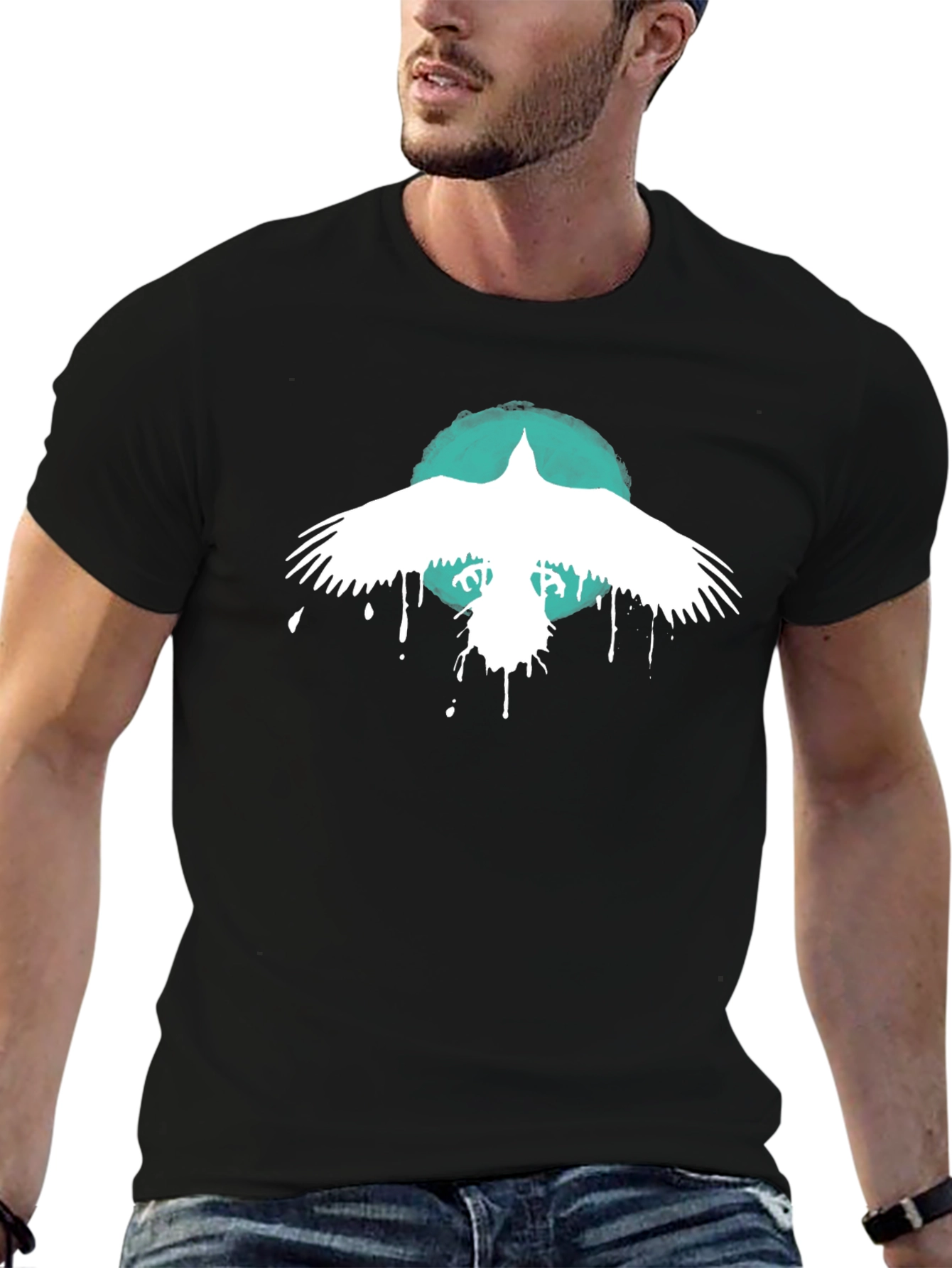 Raven Graphic Tee - Black Cotton Blend