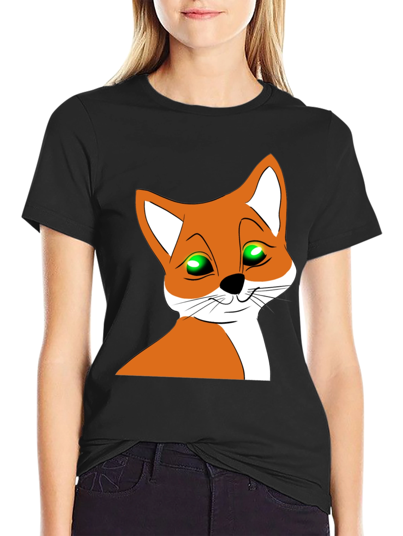 Cool Fox Graphic T-Shirt - Black Crew Neck Tee