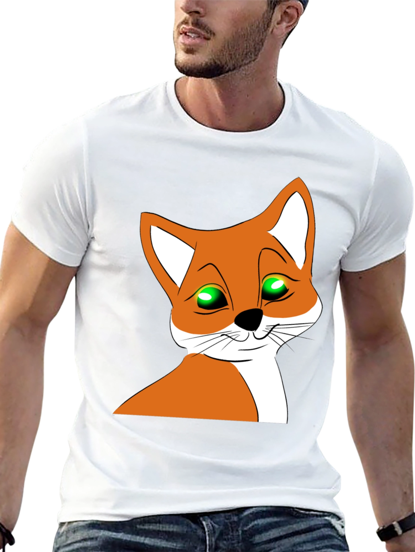 Cool Fox Graphic T-Shirt - Black Crew Neck Tee