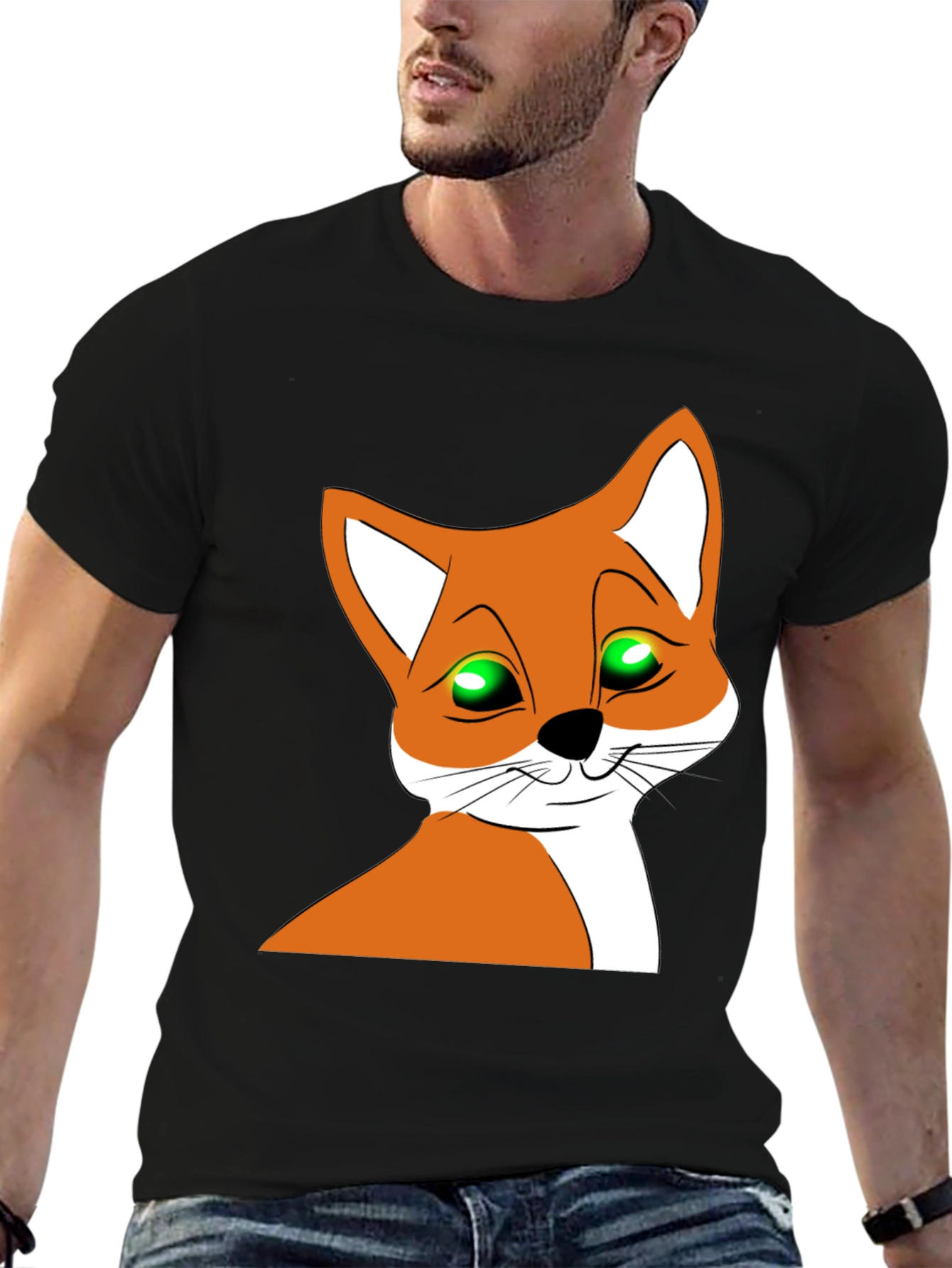Cool Fox Graphic T-Shirt - Black Crew Neck Tee