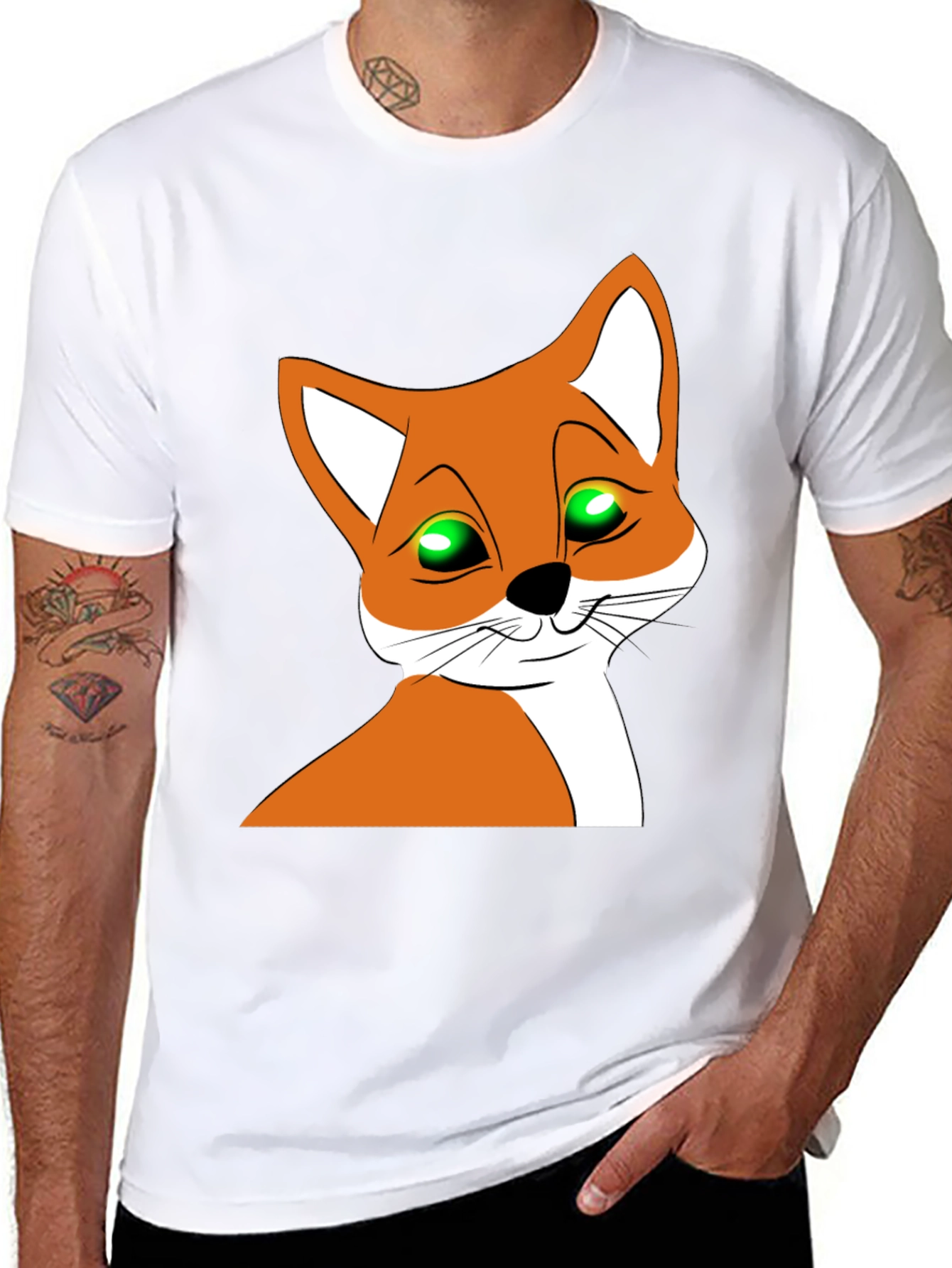 Cool Fox Graphic T-Shirt - Black Crew Neck Tee