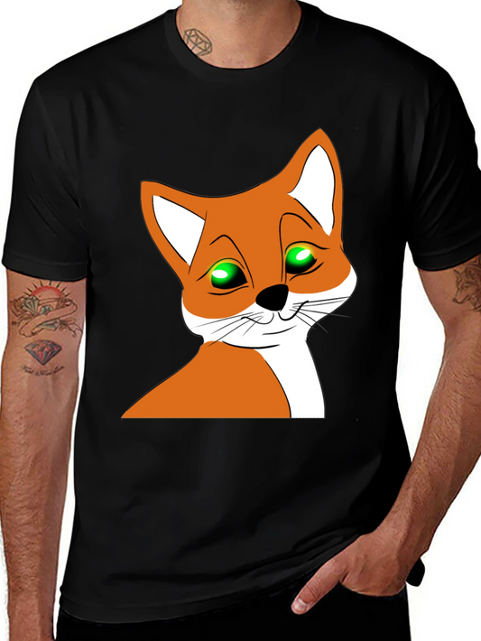 Cool Fox Graphic T-Shirt - Black Crew Neck Tee