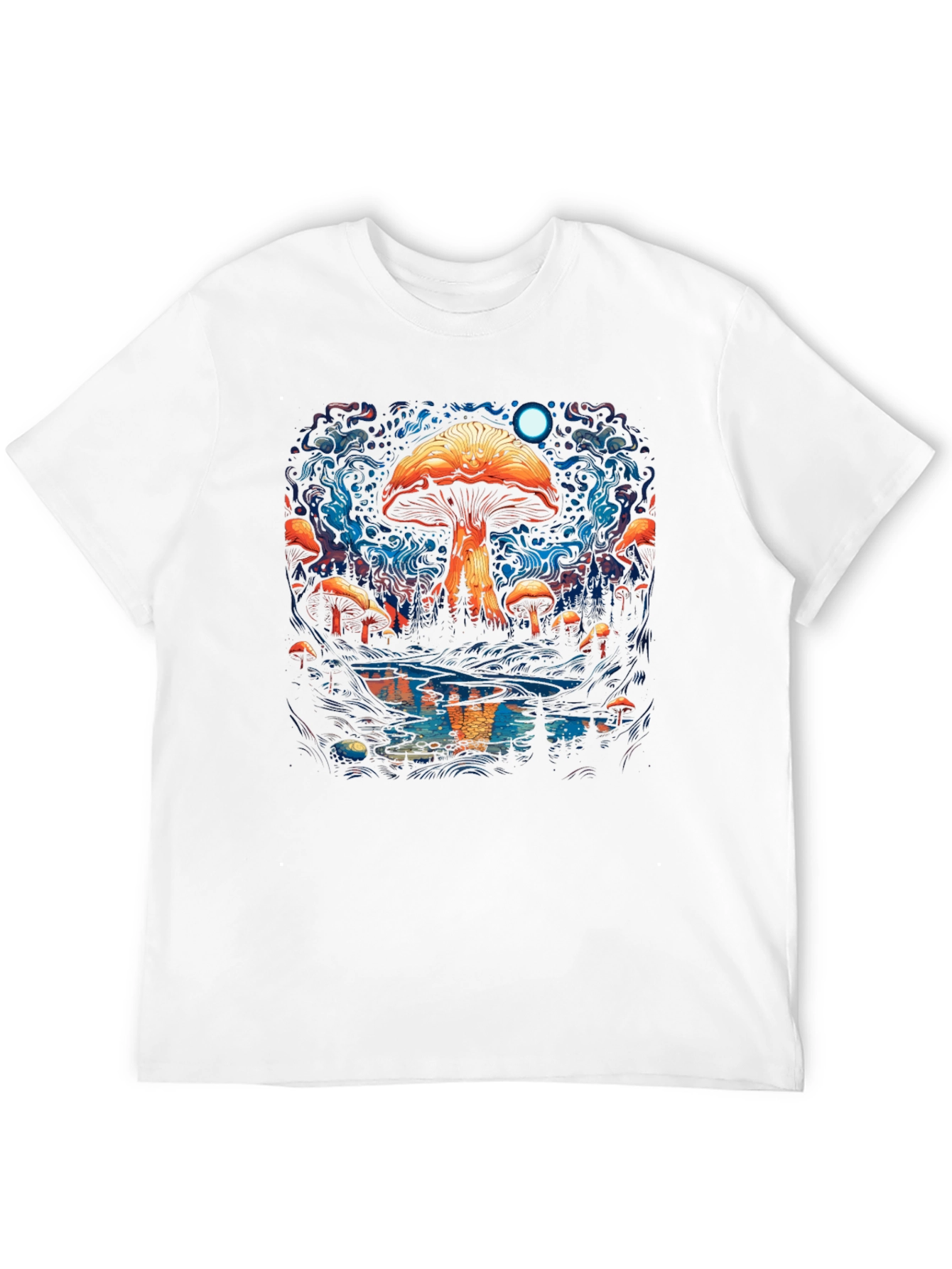 Psychedelic Mushroom Forest Black Tee