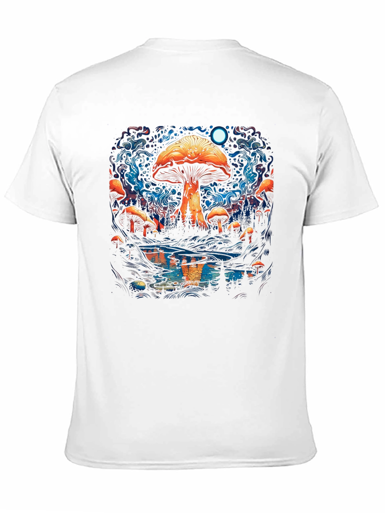 Psychedelic Mushroom Forest Black Tee