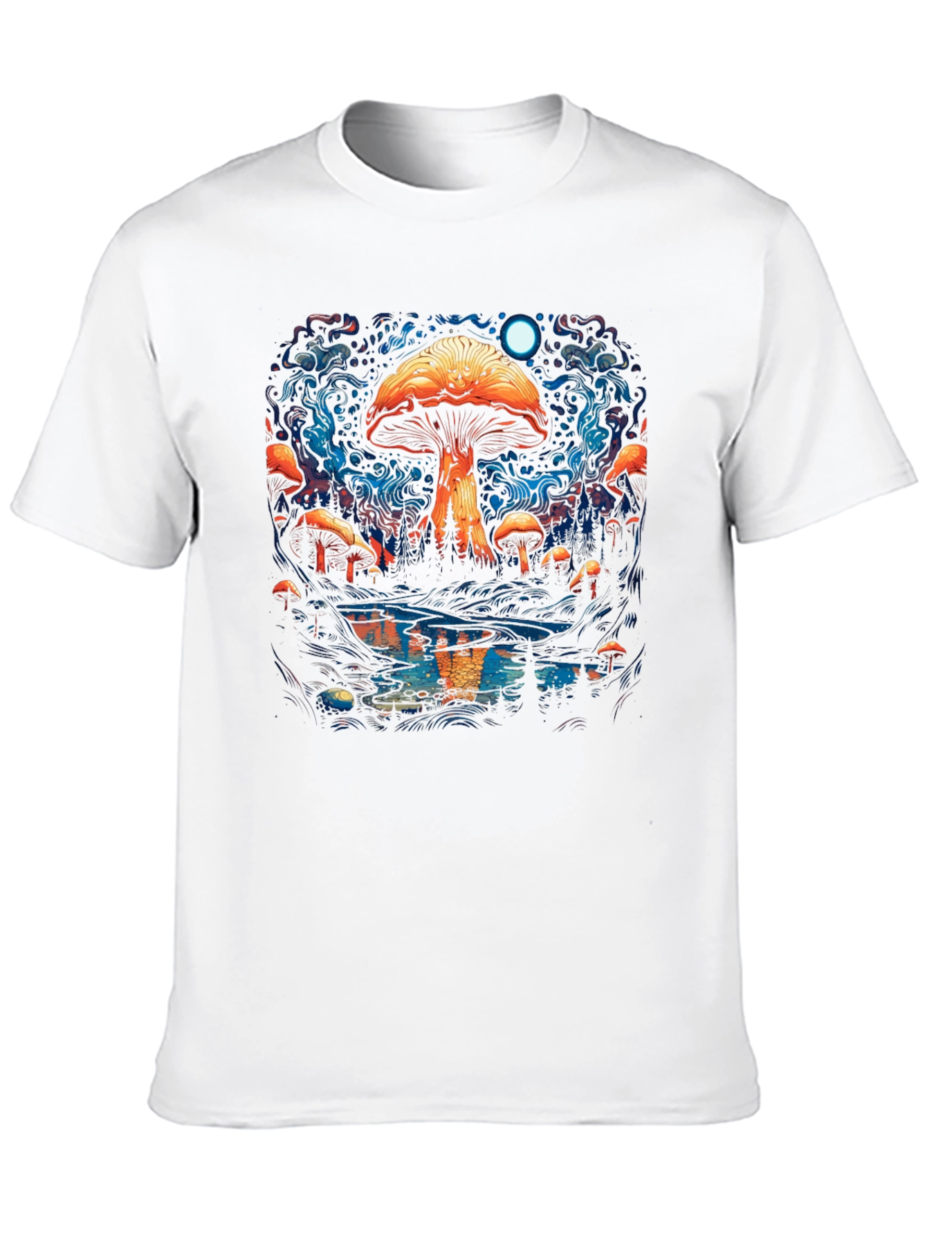 Psychedelic Mushroom Forest Black Tee