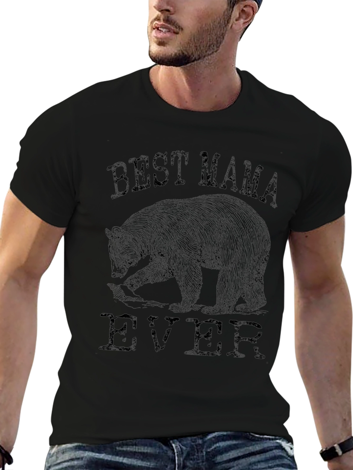 Best Mama Ever Bear T-Shirt - Black