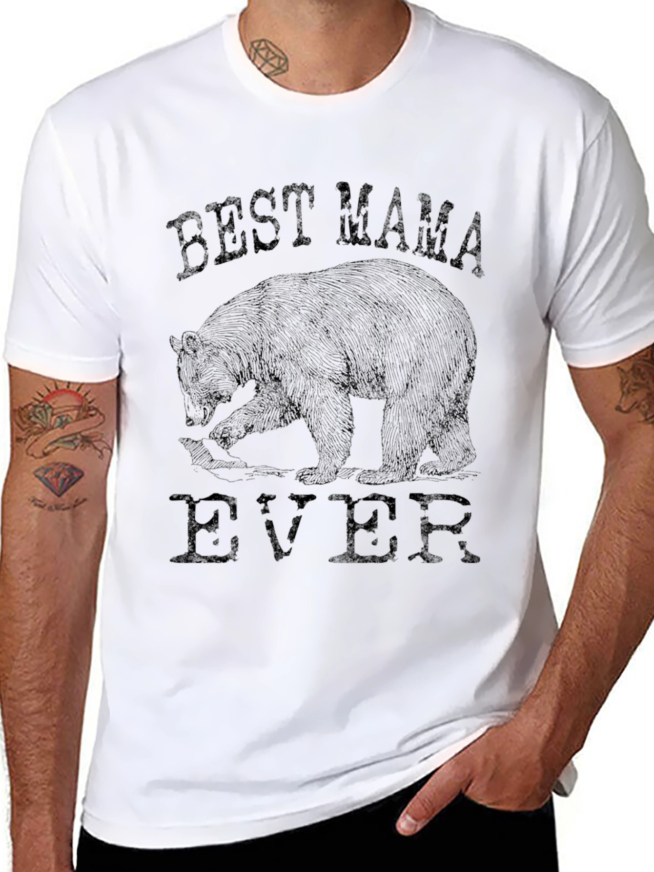 Best Mama Ever Bear T-Shirt - Black