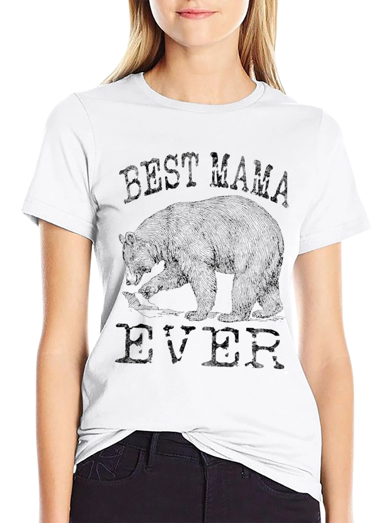 Best Mama Ever Bear T-Shirt - Black