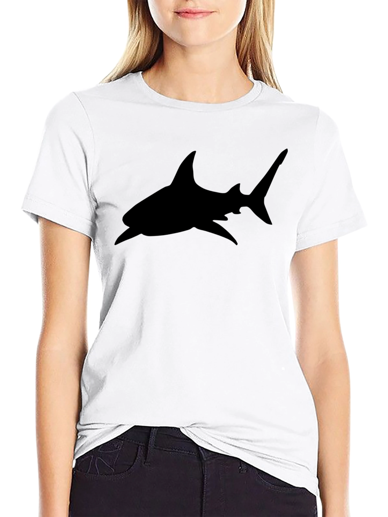 Mens Black Shark Graphic Tee - Casual Comfort